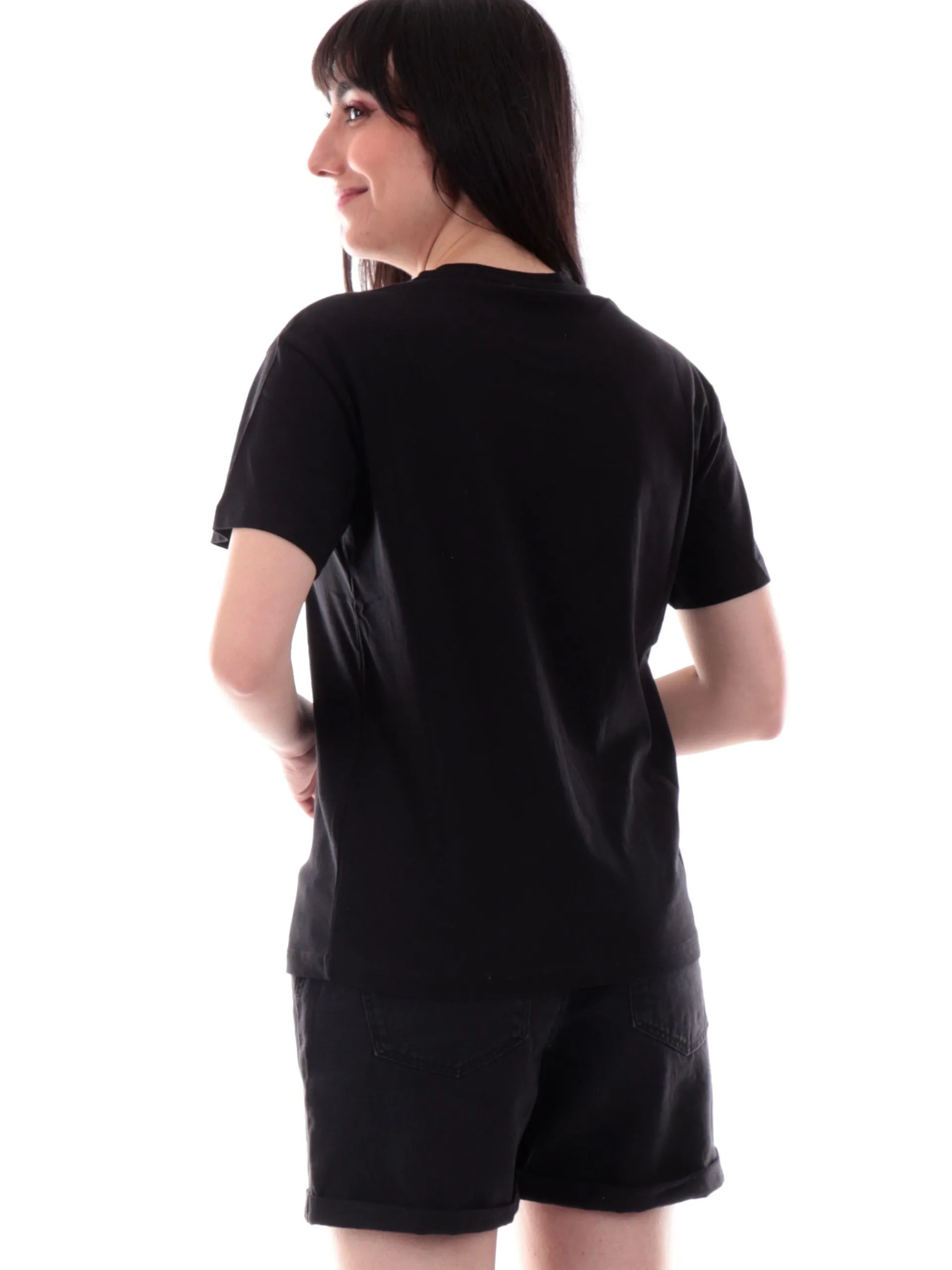 YES ZEE T-Shirt*Maglia nera girocollo da donna con strass T269S100