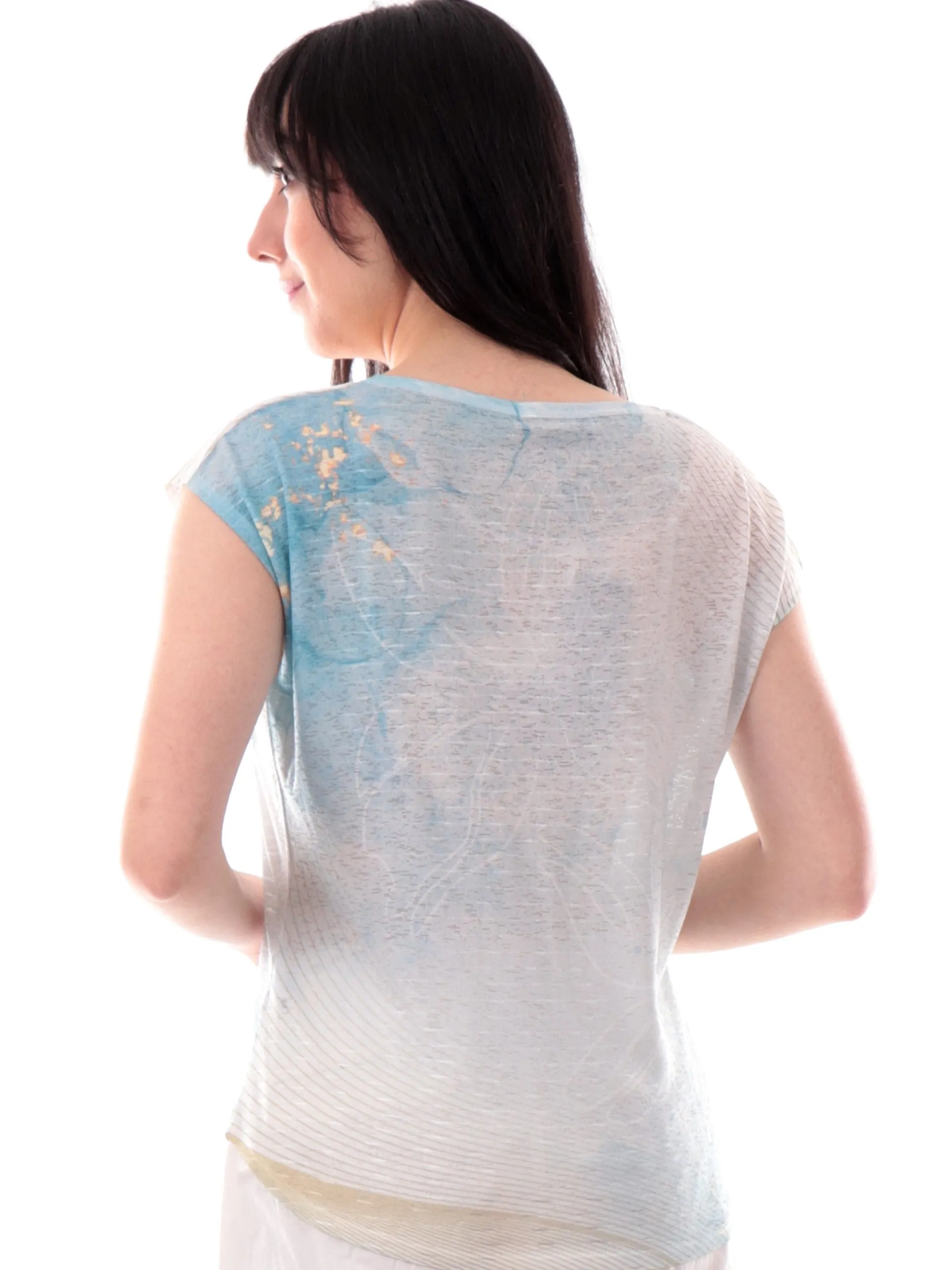 YES ZEE T-Shirt*Maglia verde acqua da donna stampa fiori T235Y303