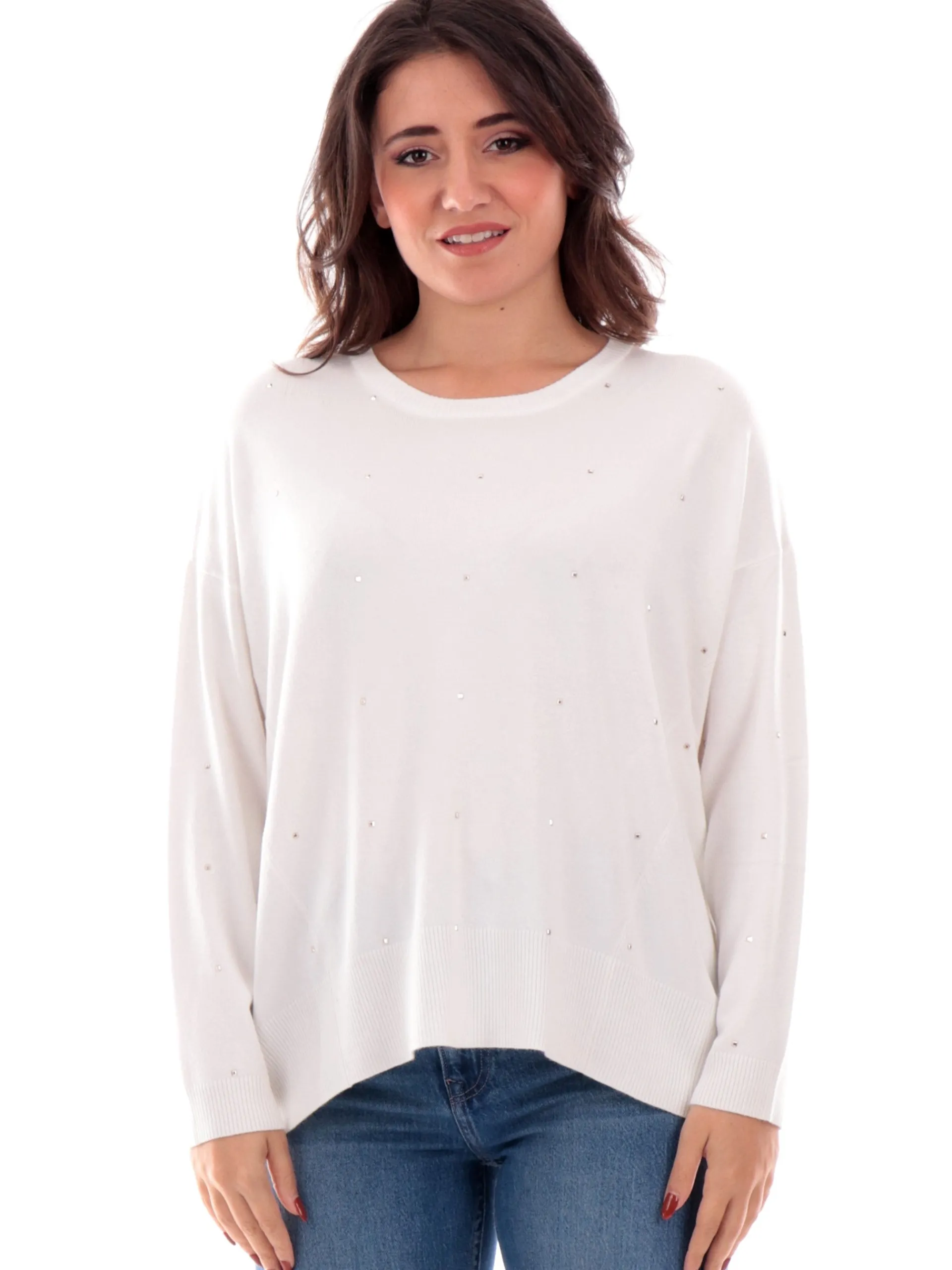 ANIS Maglie*Maglione bianco da donna scollo a barca 245W1142