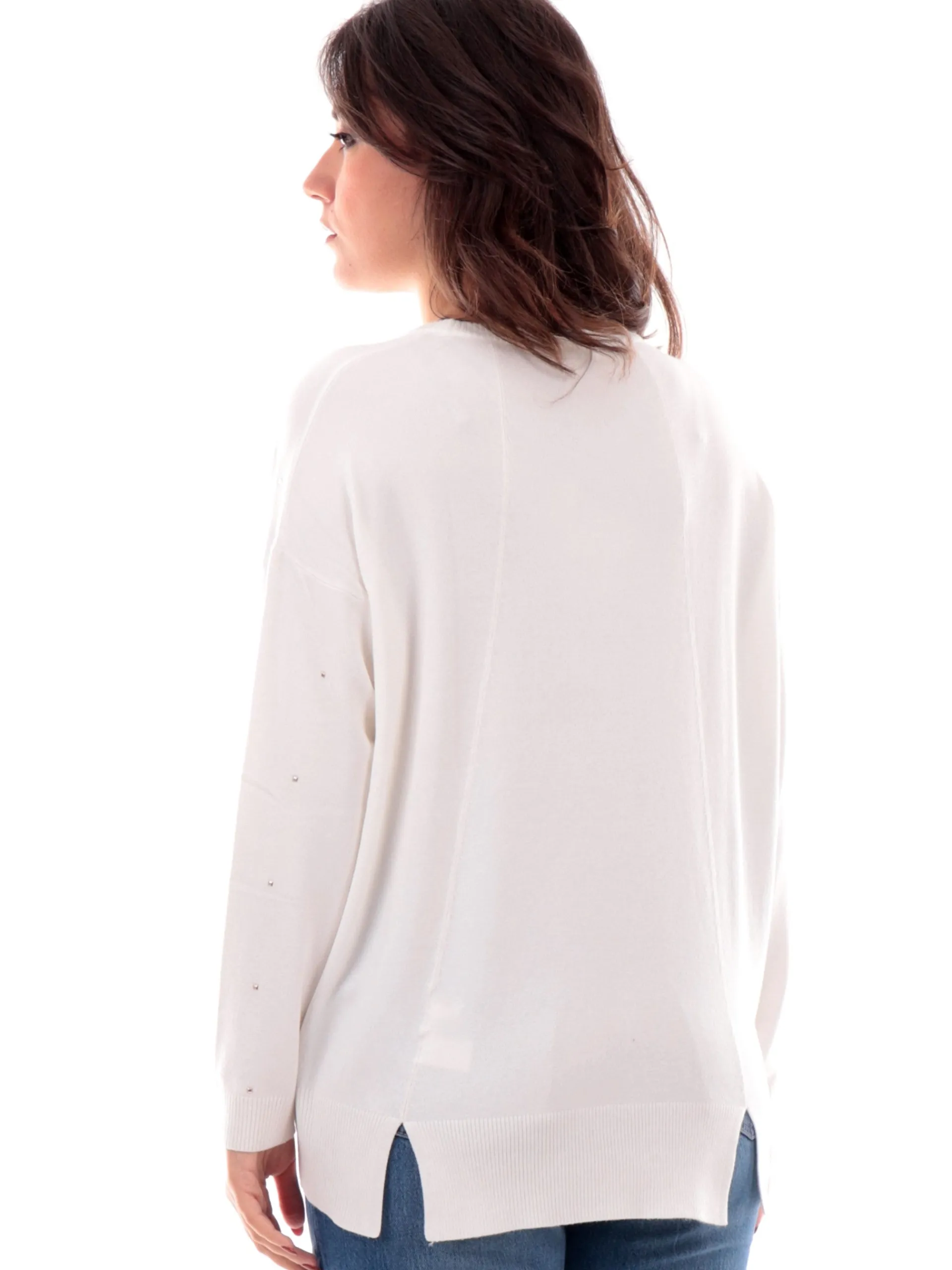 ANIS Maglie*Maglione bianco da donna scollo a barca 245W1142