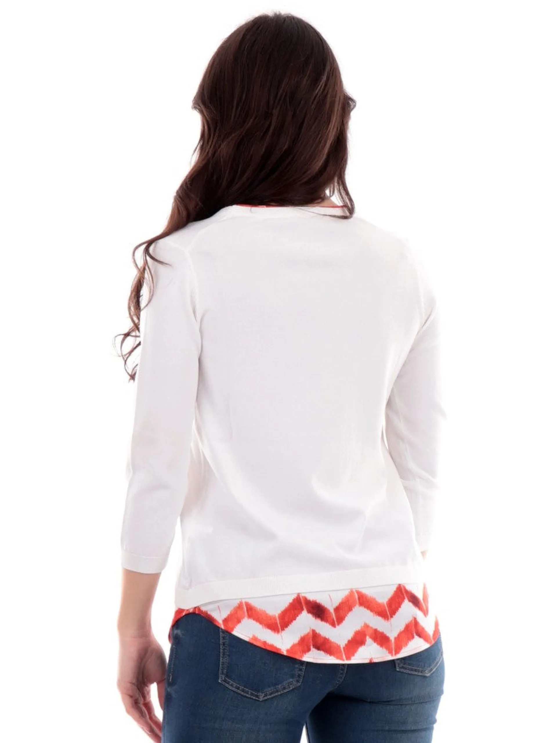 ANIS Maglie*Maglione bianco da donna M3/4 Inserto Serafino Stampato 2311350