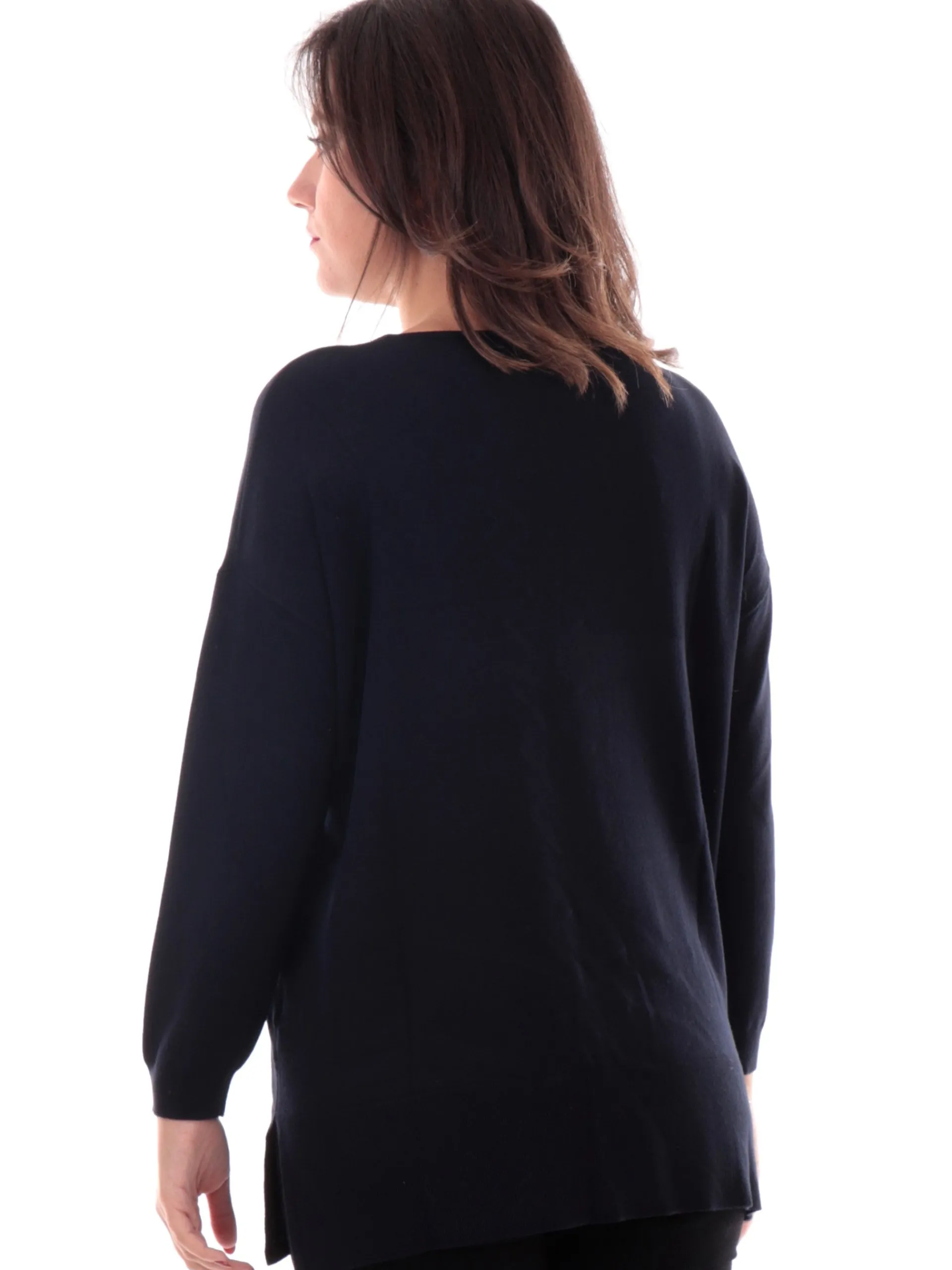 ANIS Maglie*Maglione blu da donna collo laccio pelle 245F1010