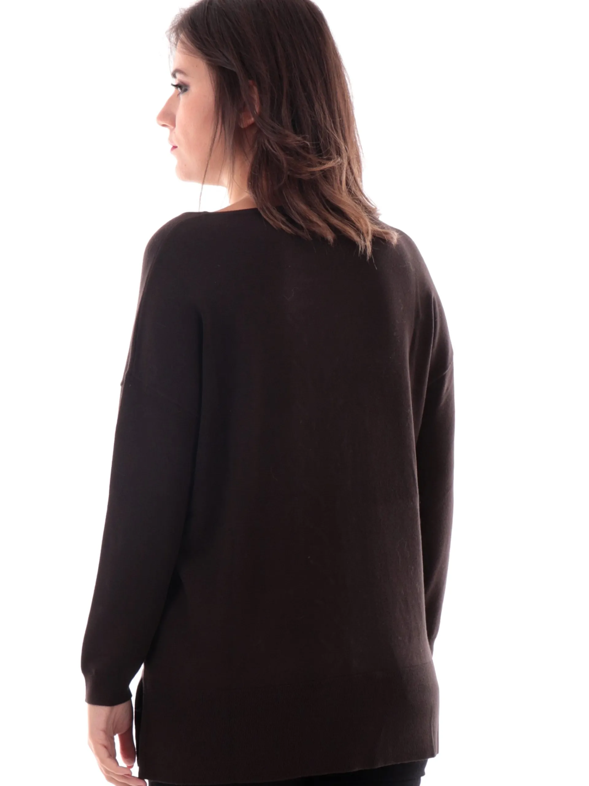 ANIS Maglie*Maglione marrone da donna collo laccio pelle 245F1010