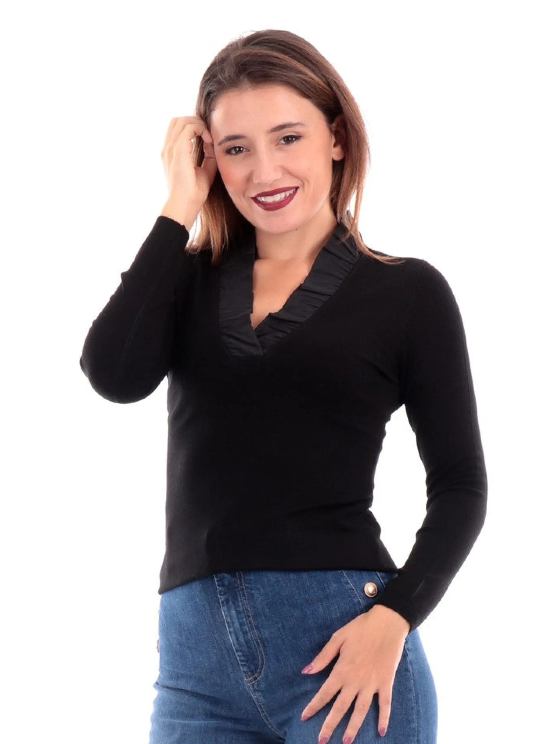 ANIS Maglie*Maglione nero da donna Rouches 2351016