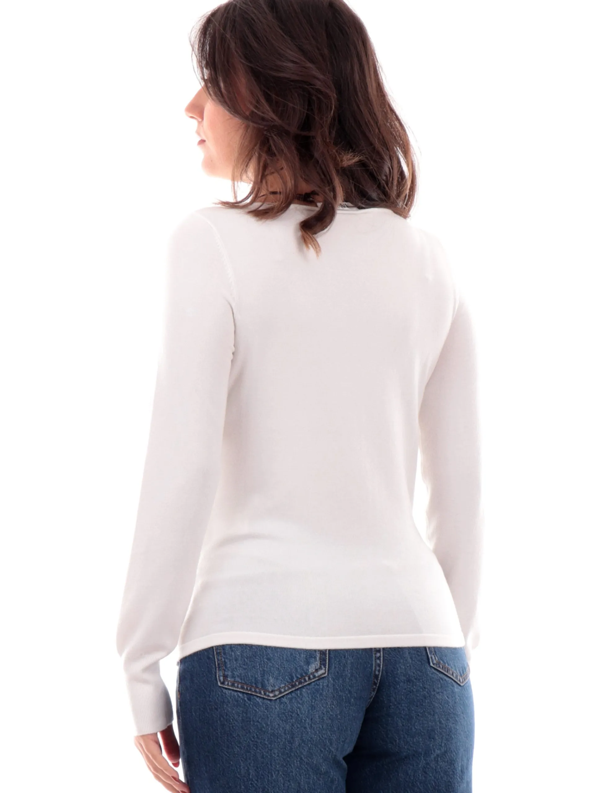 ANIS Maglie*Maglione White bianco da donna con strass 245W1137