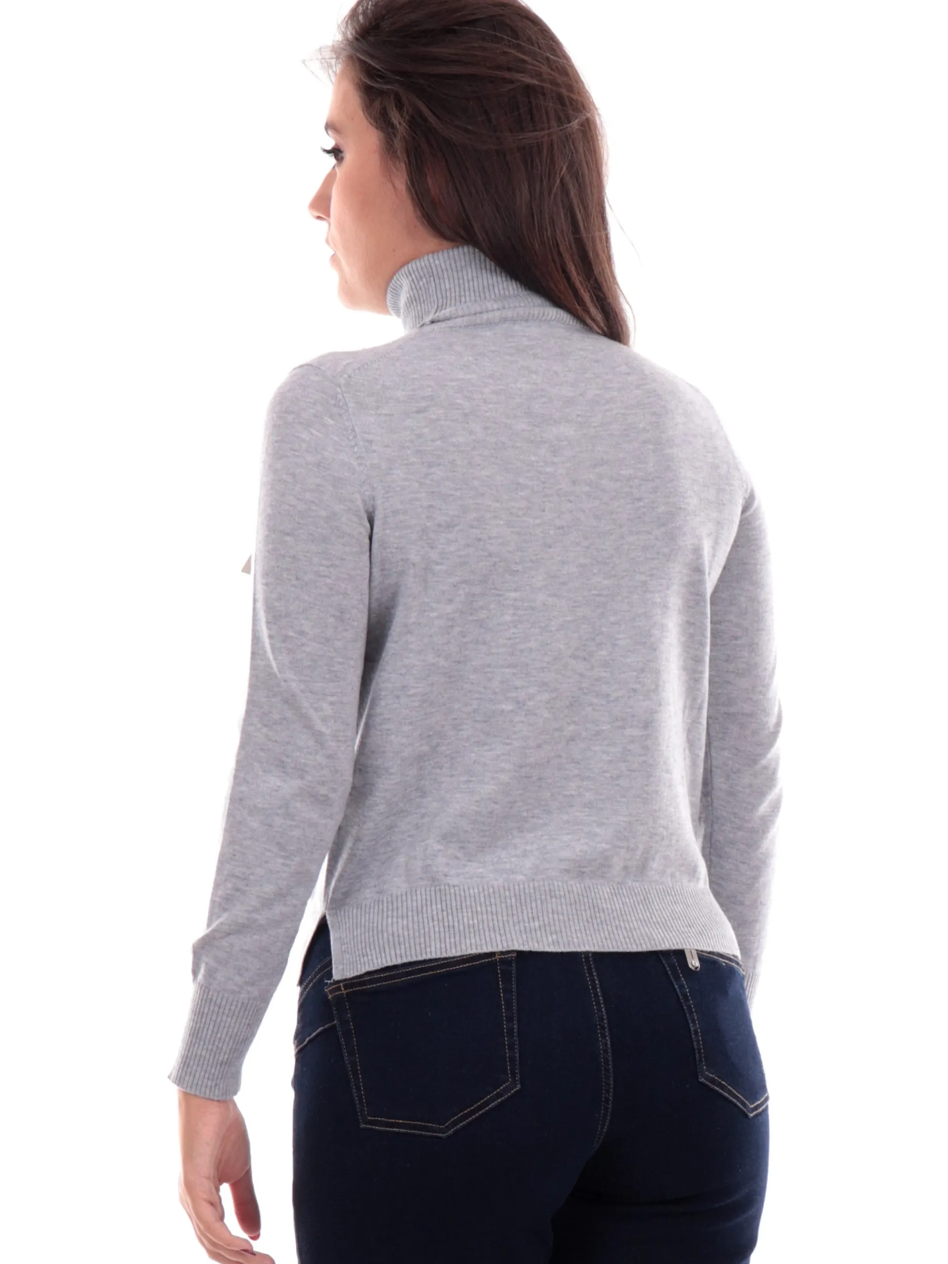 ANIS Maglie*Maglione White Grigio Collo Alto Dolcevita 245W1221
