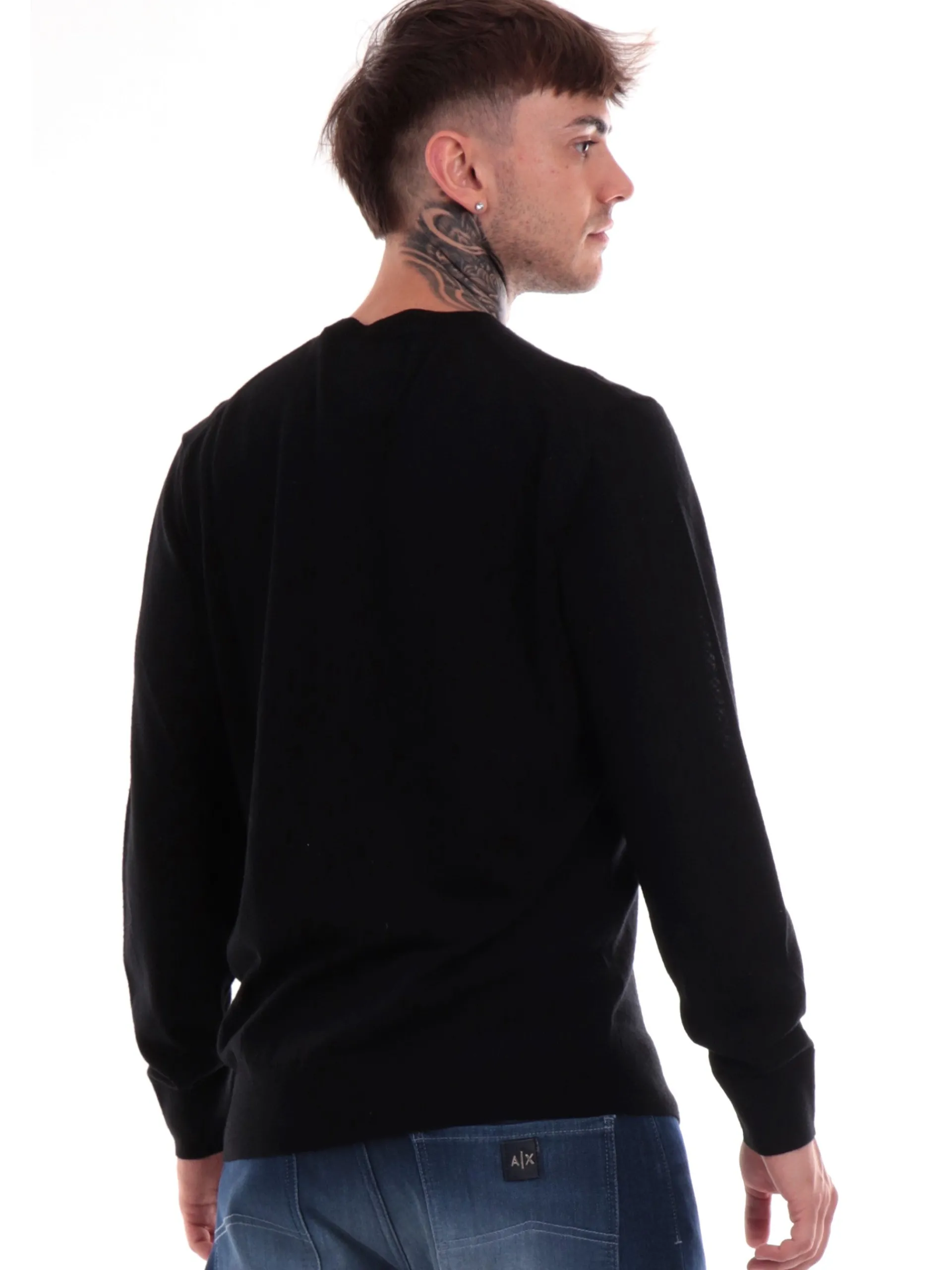 ARMANI EXCHANGE Maglie*Maglione nero da uomo con logo sul cuore 8NZM4RZM8AZ