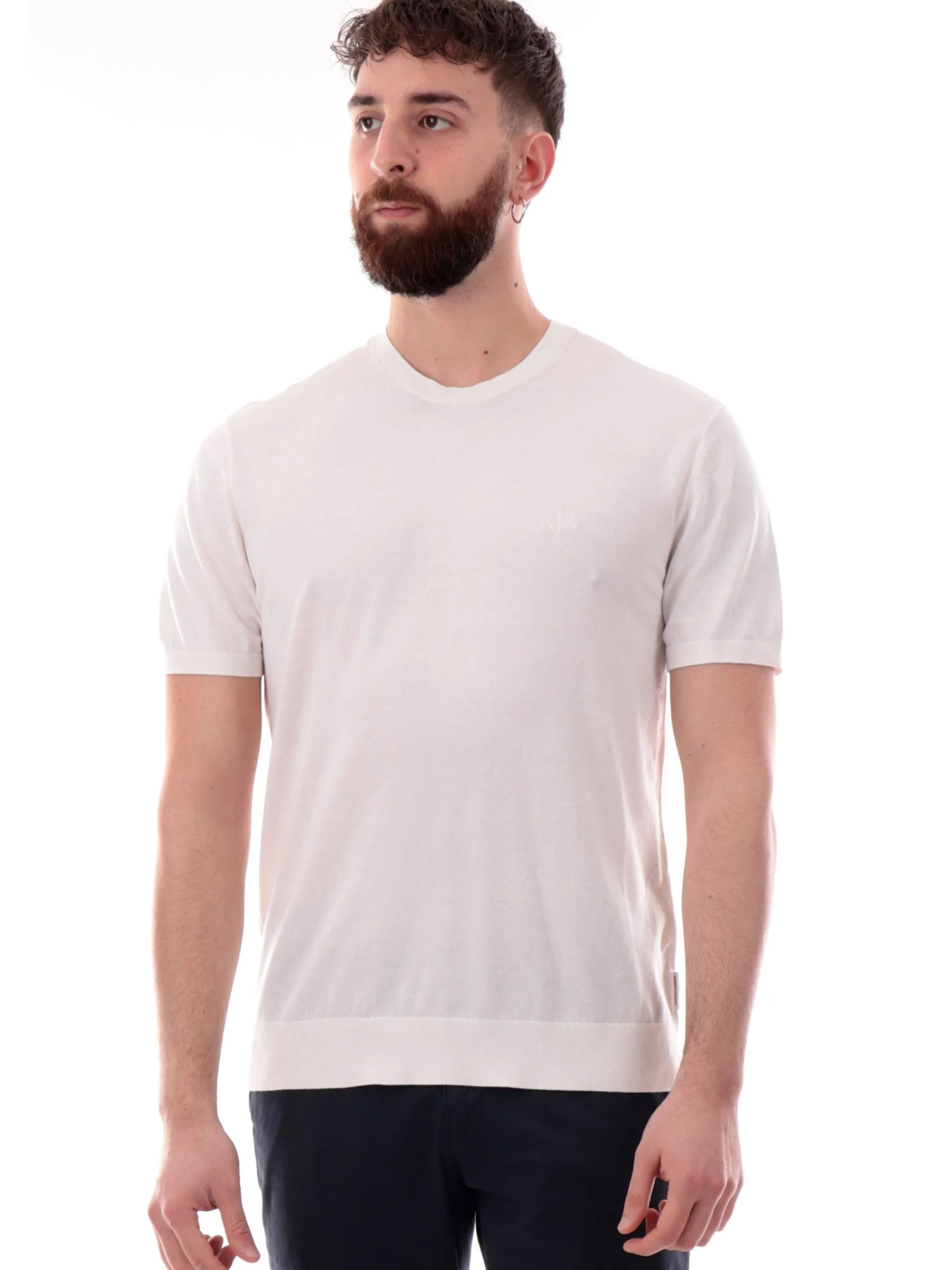 ARMANI EXCHANGE Maglie*Maglione AX maniche corte bianco da uomo 8NZM5CZM3JZ