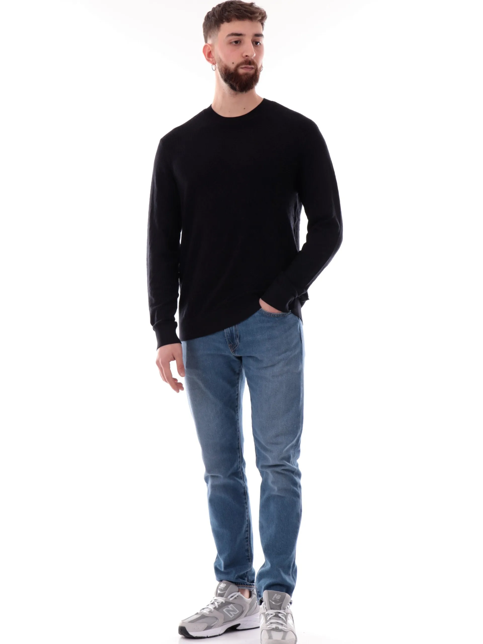 ARMANI EXCHANGE Maglie*Maglione AX nero da uomo logo all over XM000176AF10454
