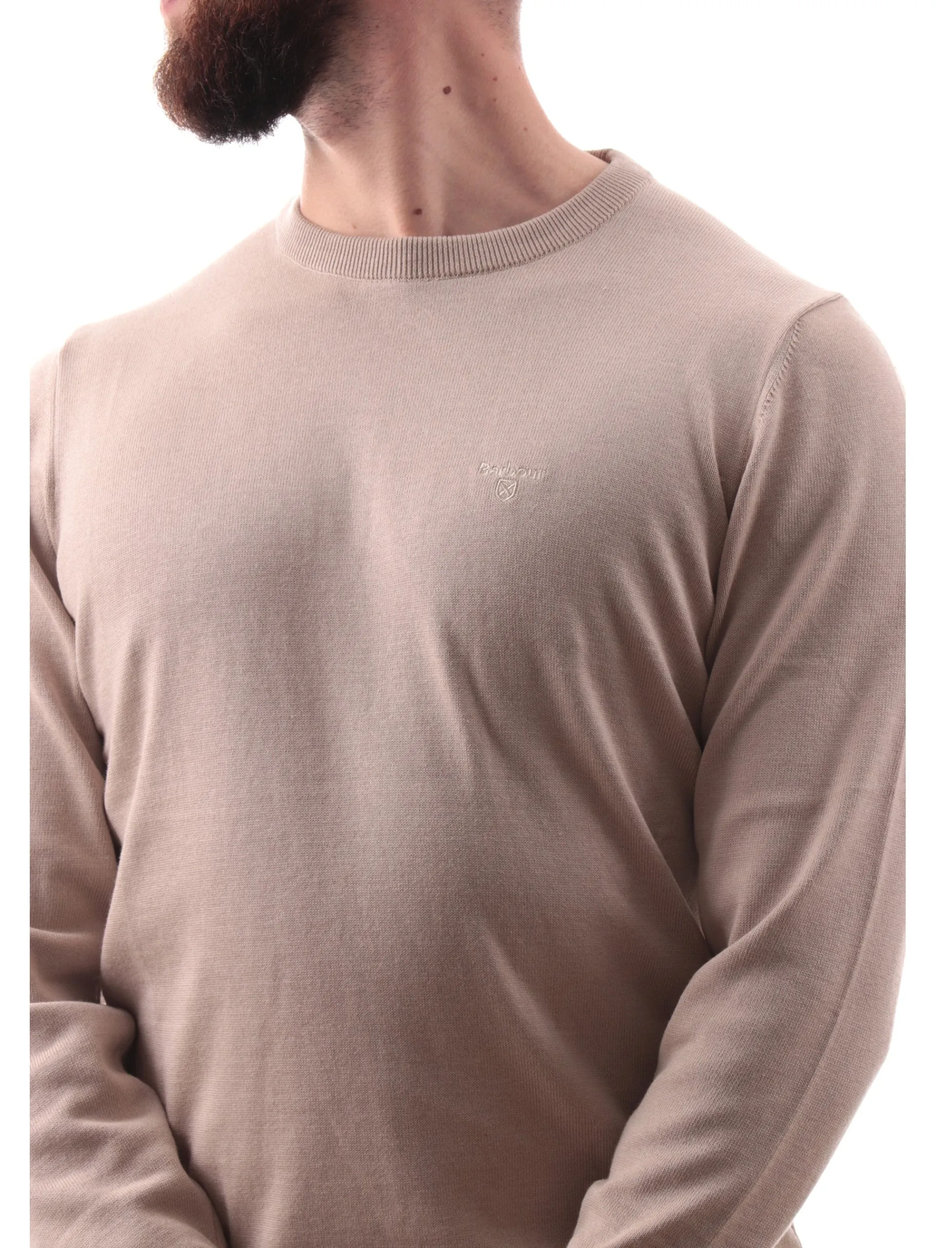 BARBOUR Maglie*Maglione beige da uomo Pima Cotton Crew MKN0932