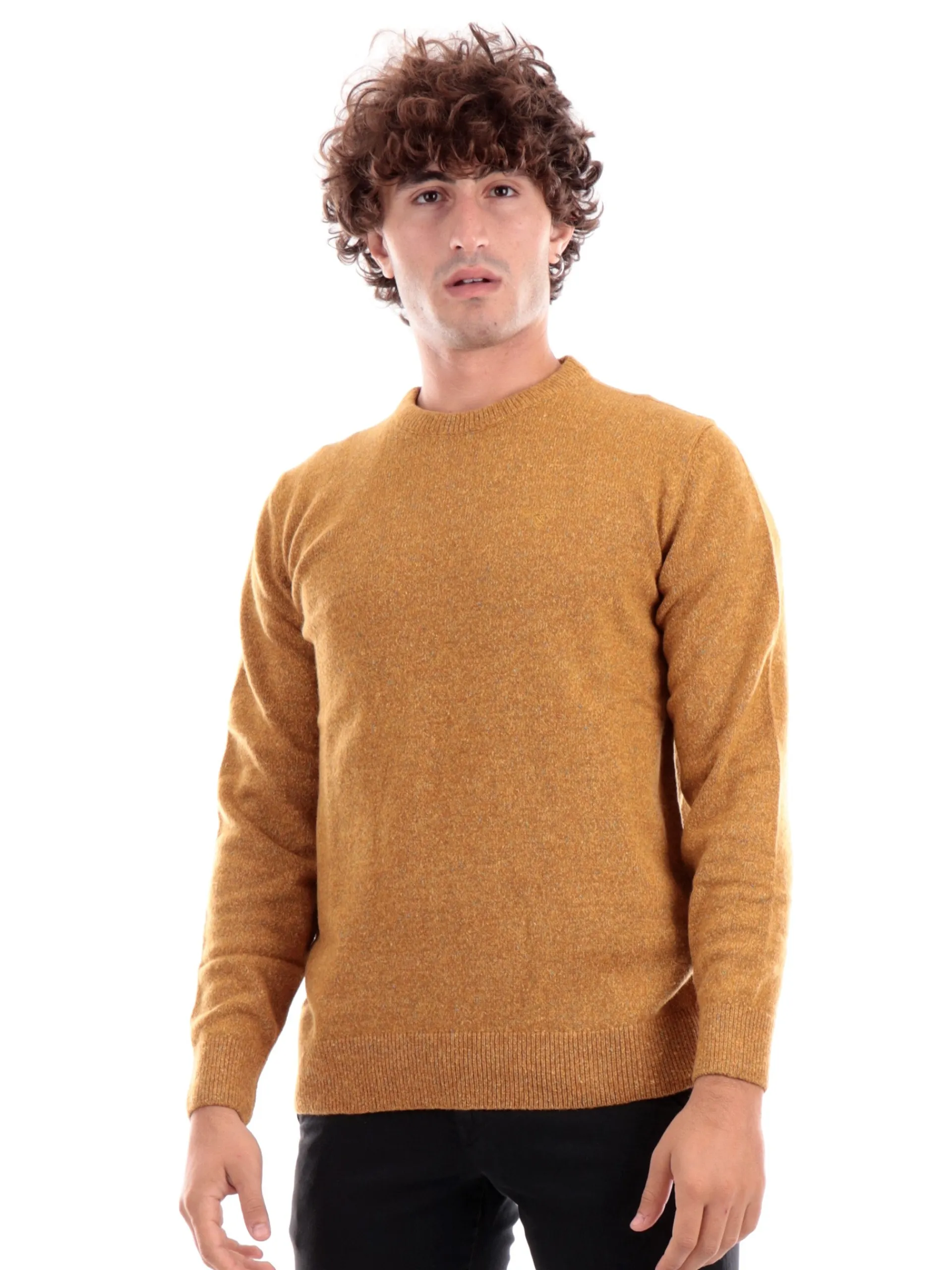 BARBOUR Maglie*Maglione giallo da uomo Essential Tisbury MKN0844