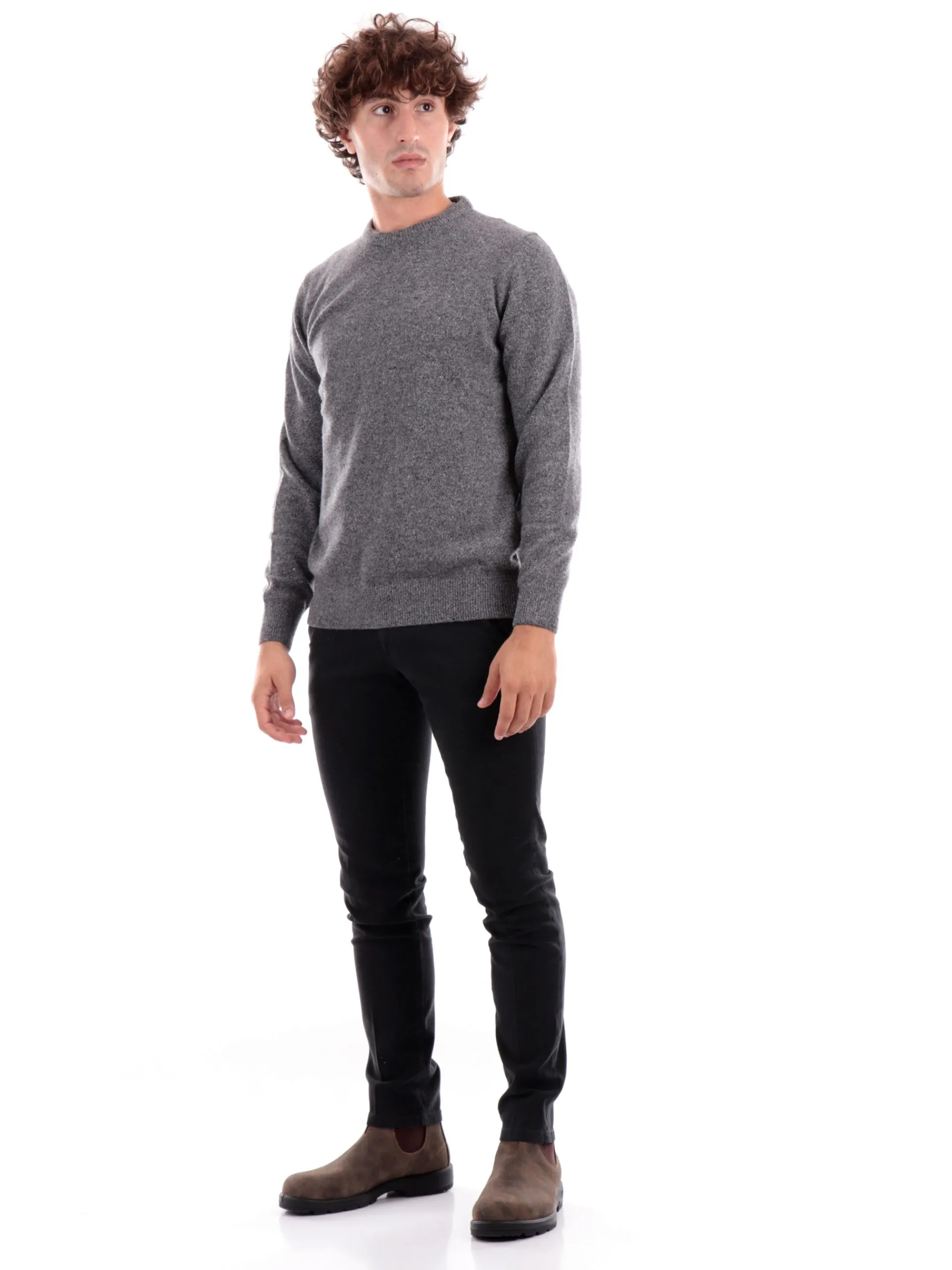 BARBOUR Maglie*Maglione grigio da uomo Essential Tisbury MKN0844