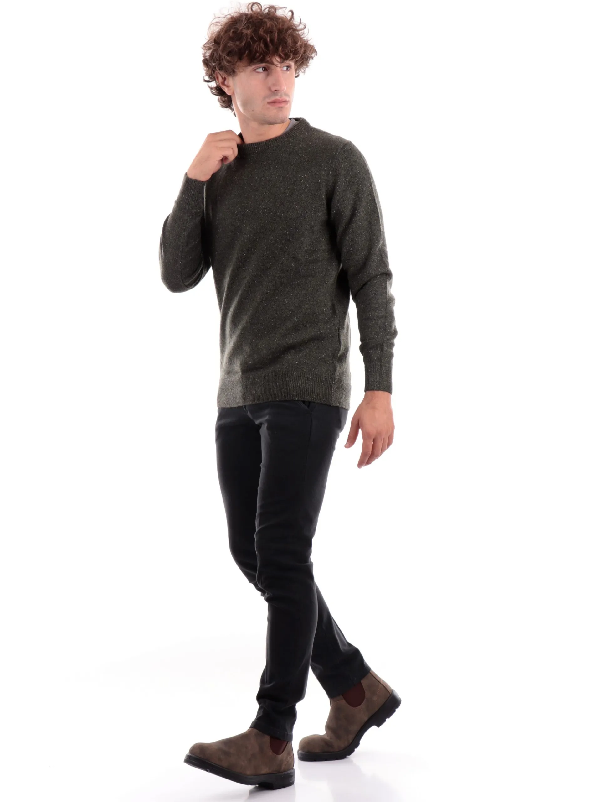 BARBOUR Maglie*Maglione verde militare da Uomo MKN0844