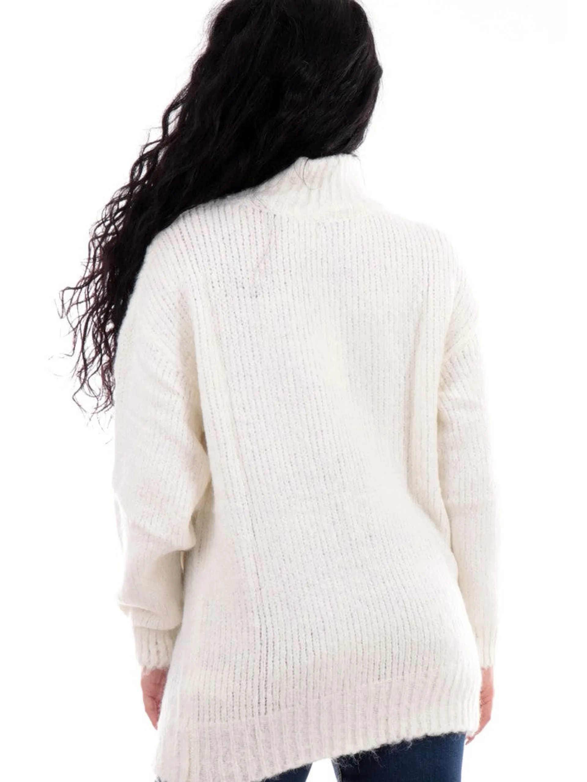 MOLLYBRACKEN Maglie*Maglione bianco collo alto dolcevita da donna Molly Bracken LAR237BH