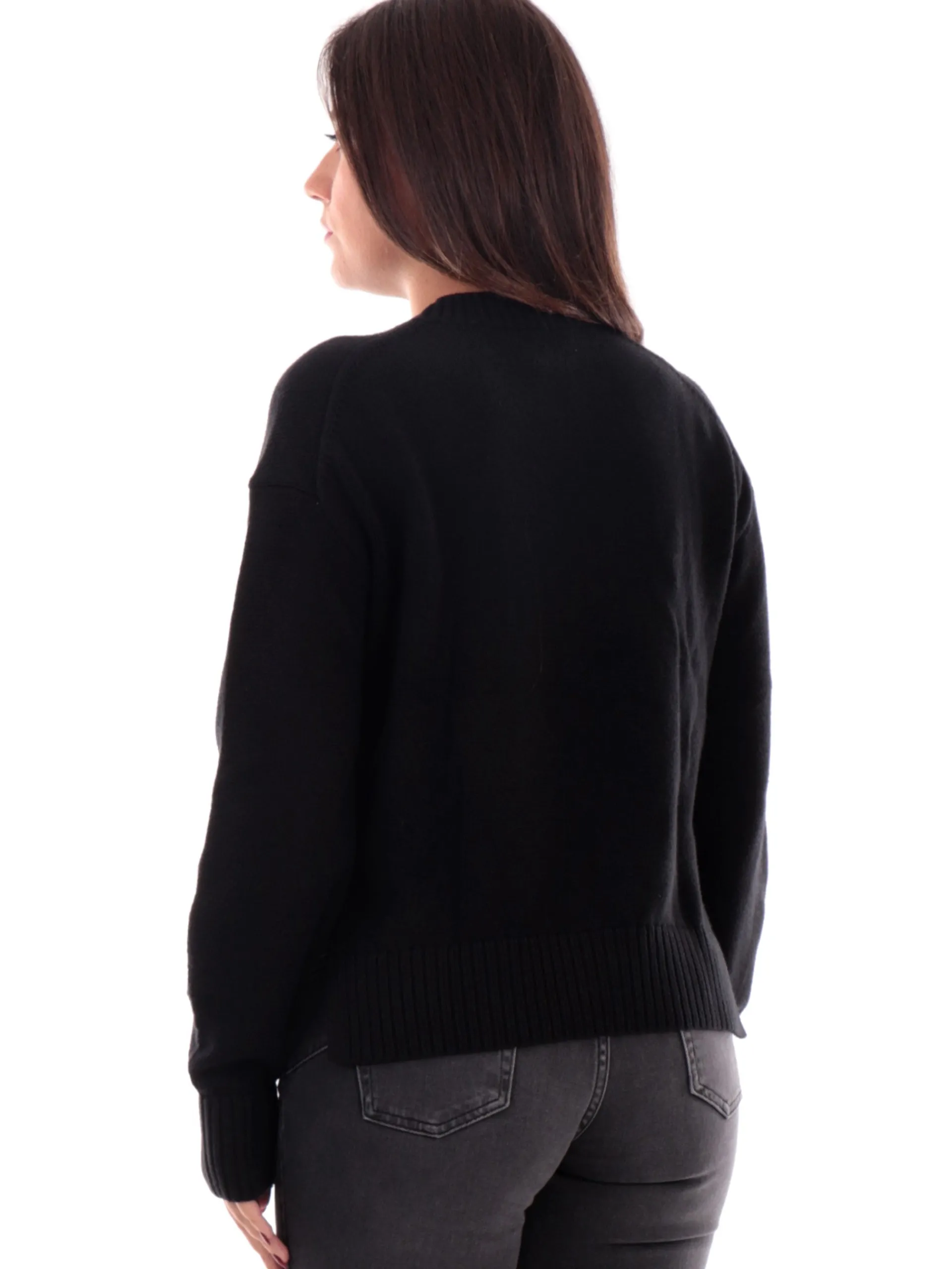 CALVIN KLEIN Maglie*Maglione nero da donna maxi logo Intarsia J20J224224