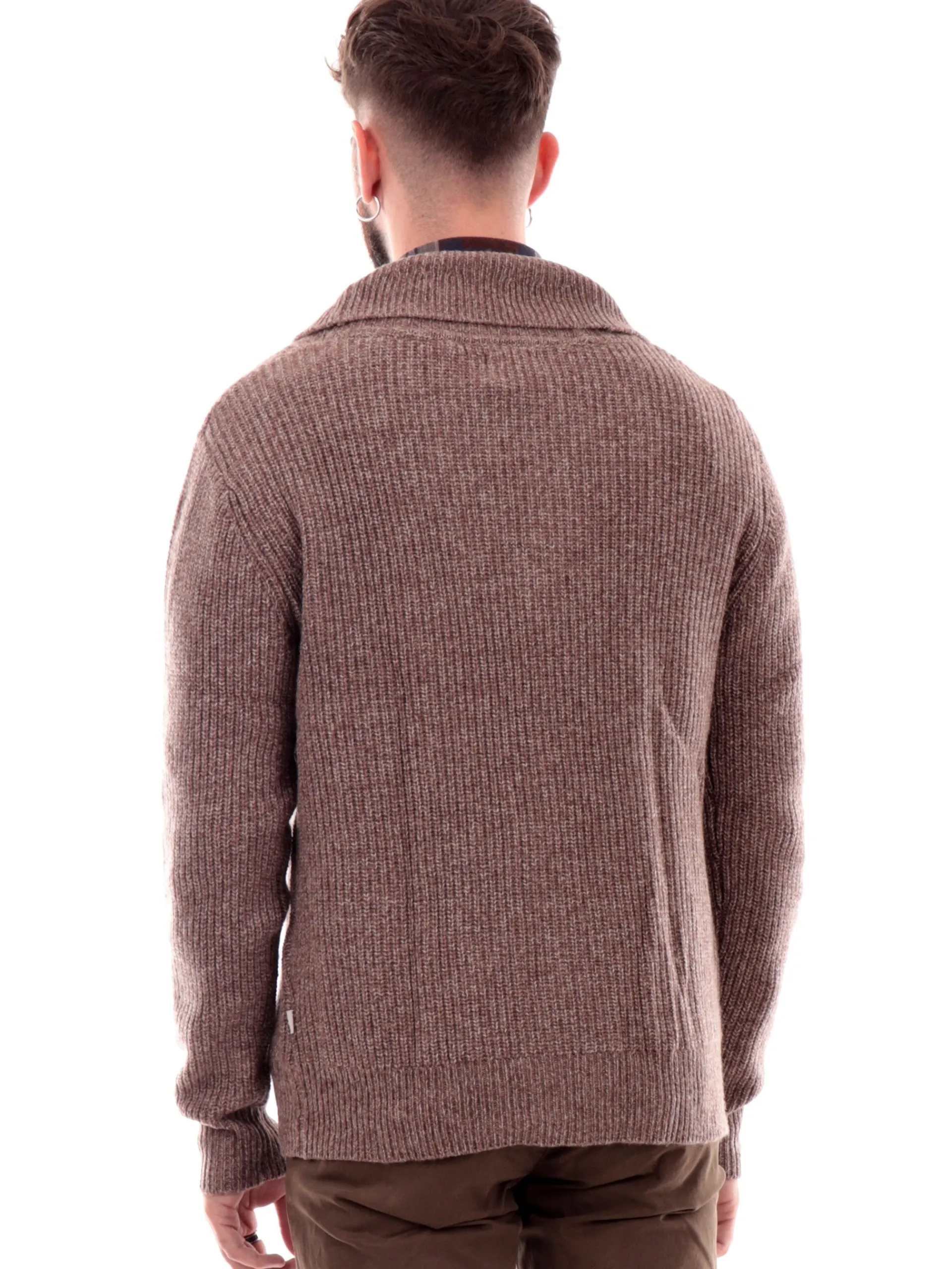 IMPURE Maglie*Maglione cardigan marrone da uomo Collar scollo a V DANIEL