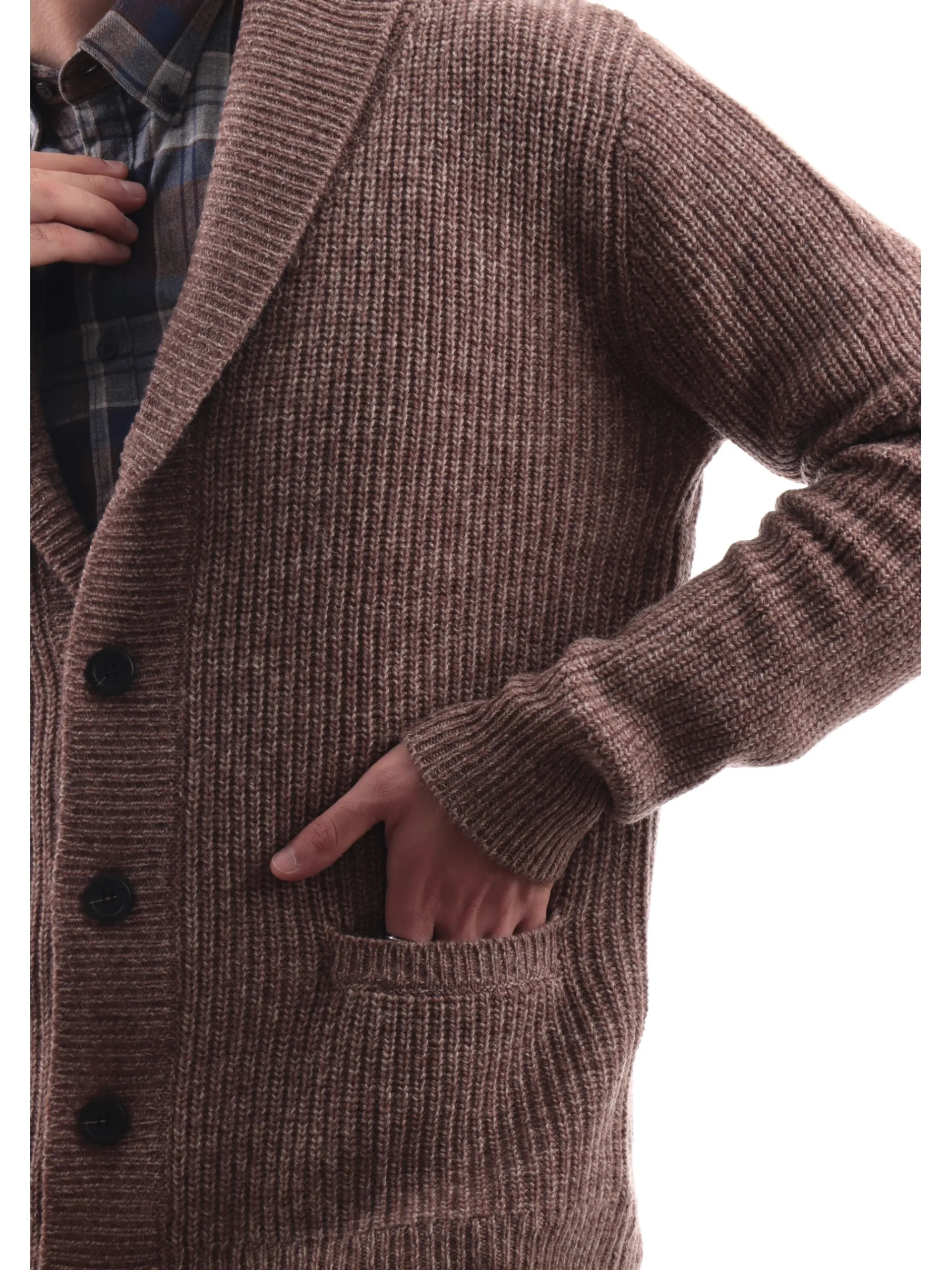 IMPURE Maglie*Maglione cardigan marrone da uomo Collar scollo a V DANIEL