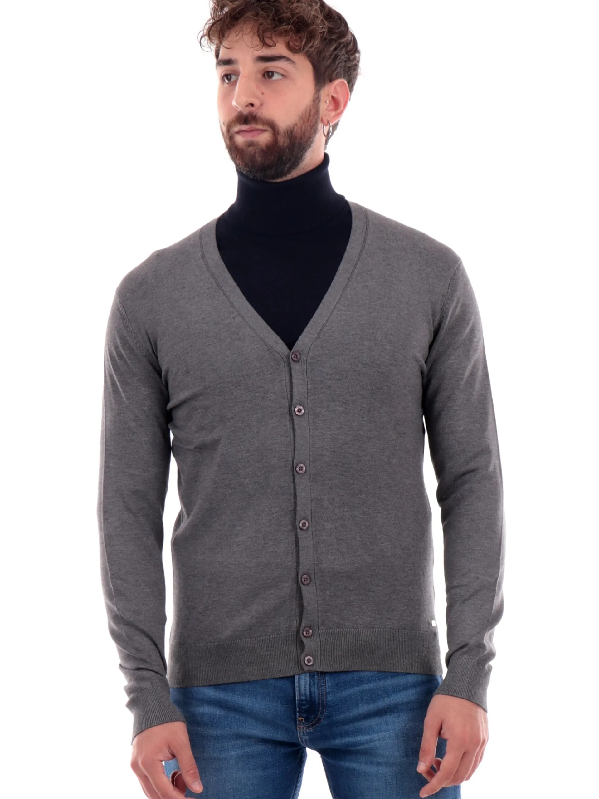 MARKUP Maglie*Maglione cardigan grigio da uomo scollo a V MK20017