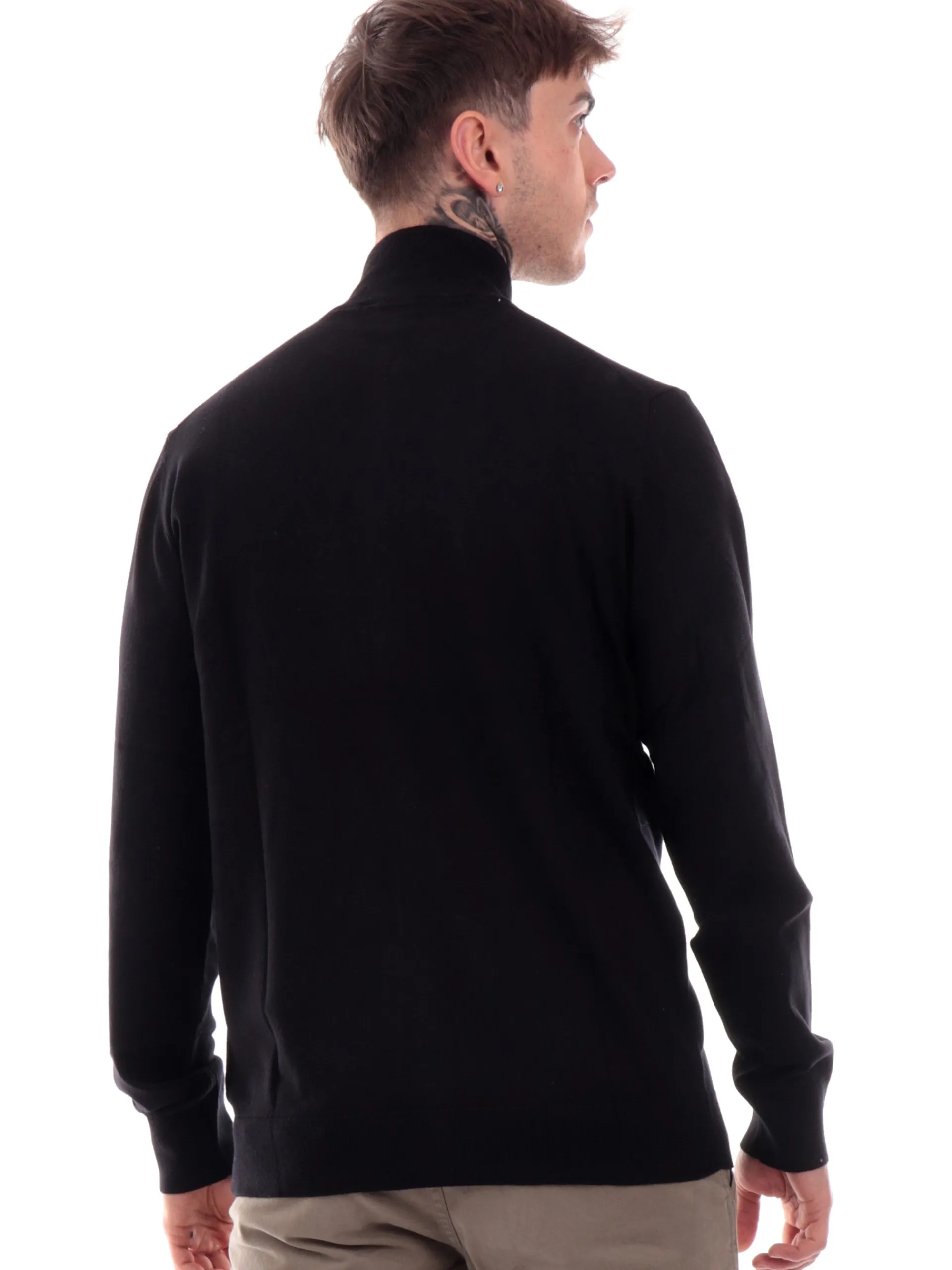 MARKUP Maglie*Maglione cardigan nero da uomo full zip viscosa MK20016