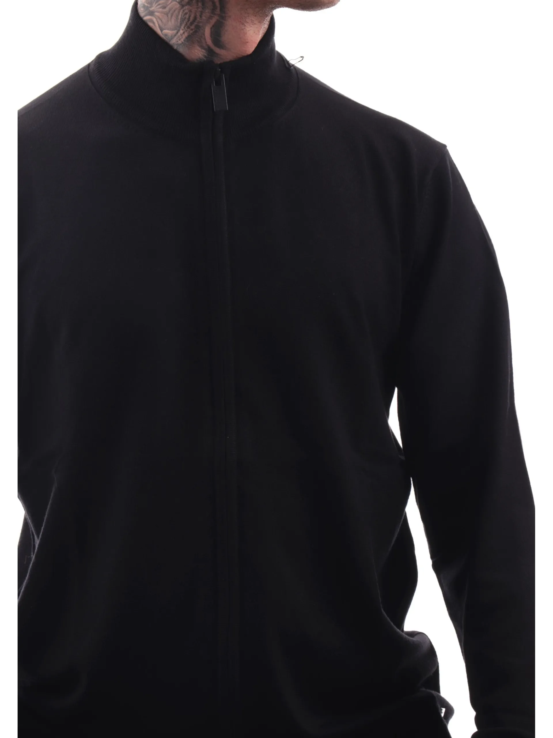 MARKUP Maglie*Maglione cardigan nero da uomo full zip viscosa MK20016