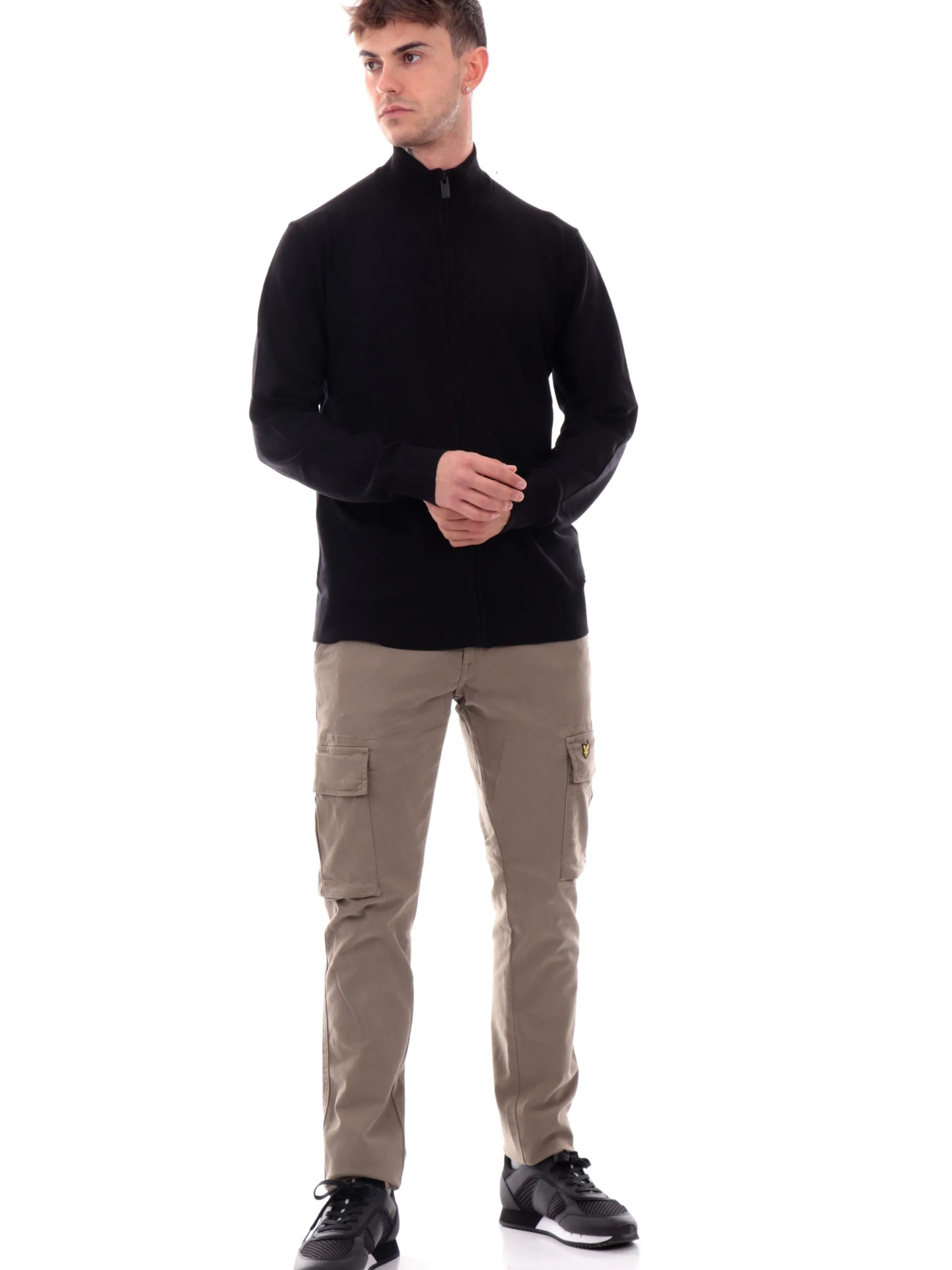 MARKUP Maglie*Maglione cardigan nero da uomo full zip viscosa MK20016