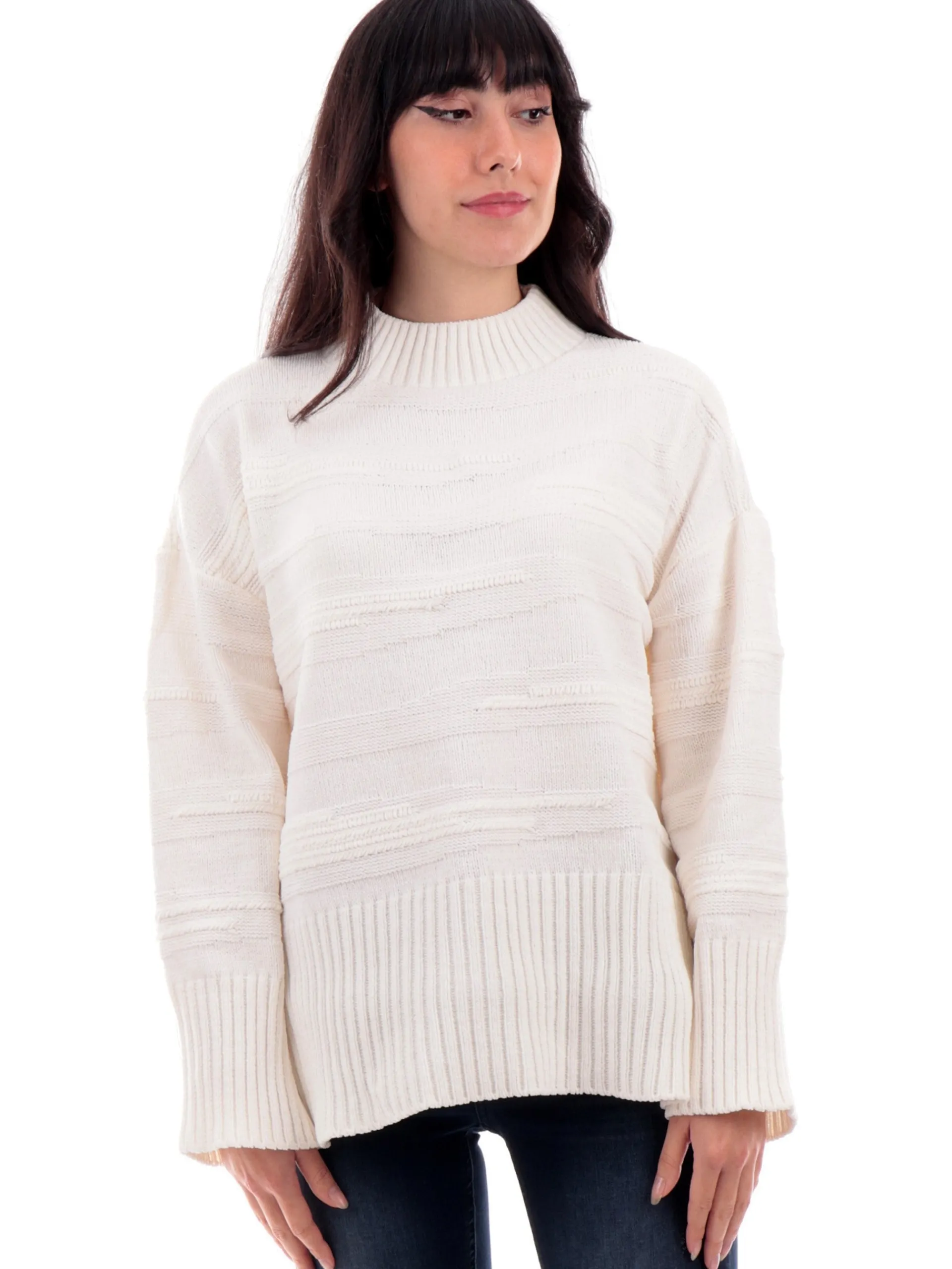 ONLY Maglie*Maglione collo alto bianco da donna vestibilità morbida 15324514
