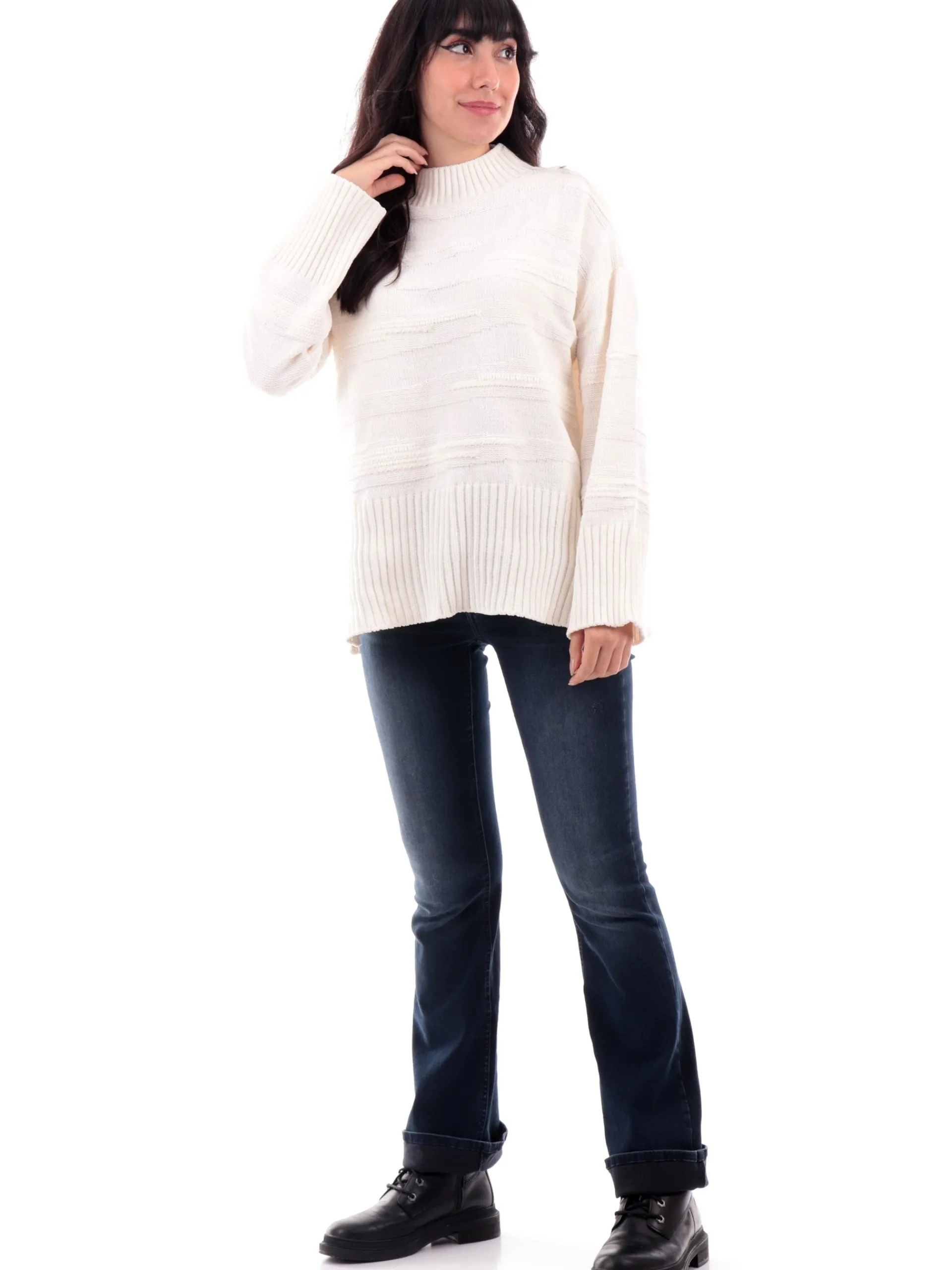 ONLY Maglie*Maglione collo alto bianco da donna vestibilità morbida 15324514