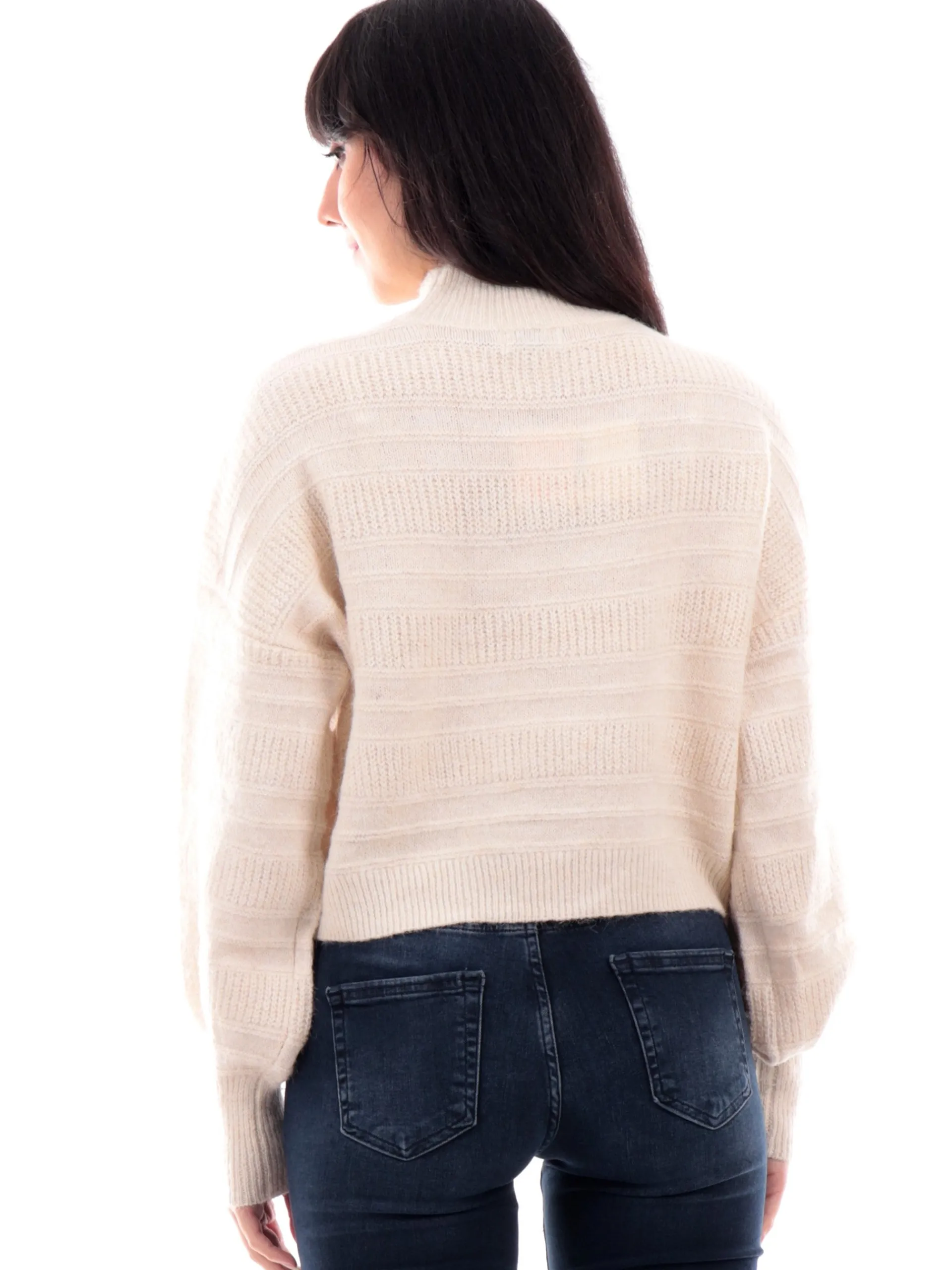 ONLY Maglie*Maglione collo alto beige da donna crop 15324278