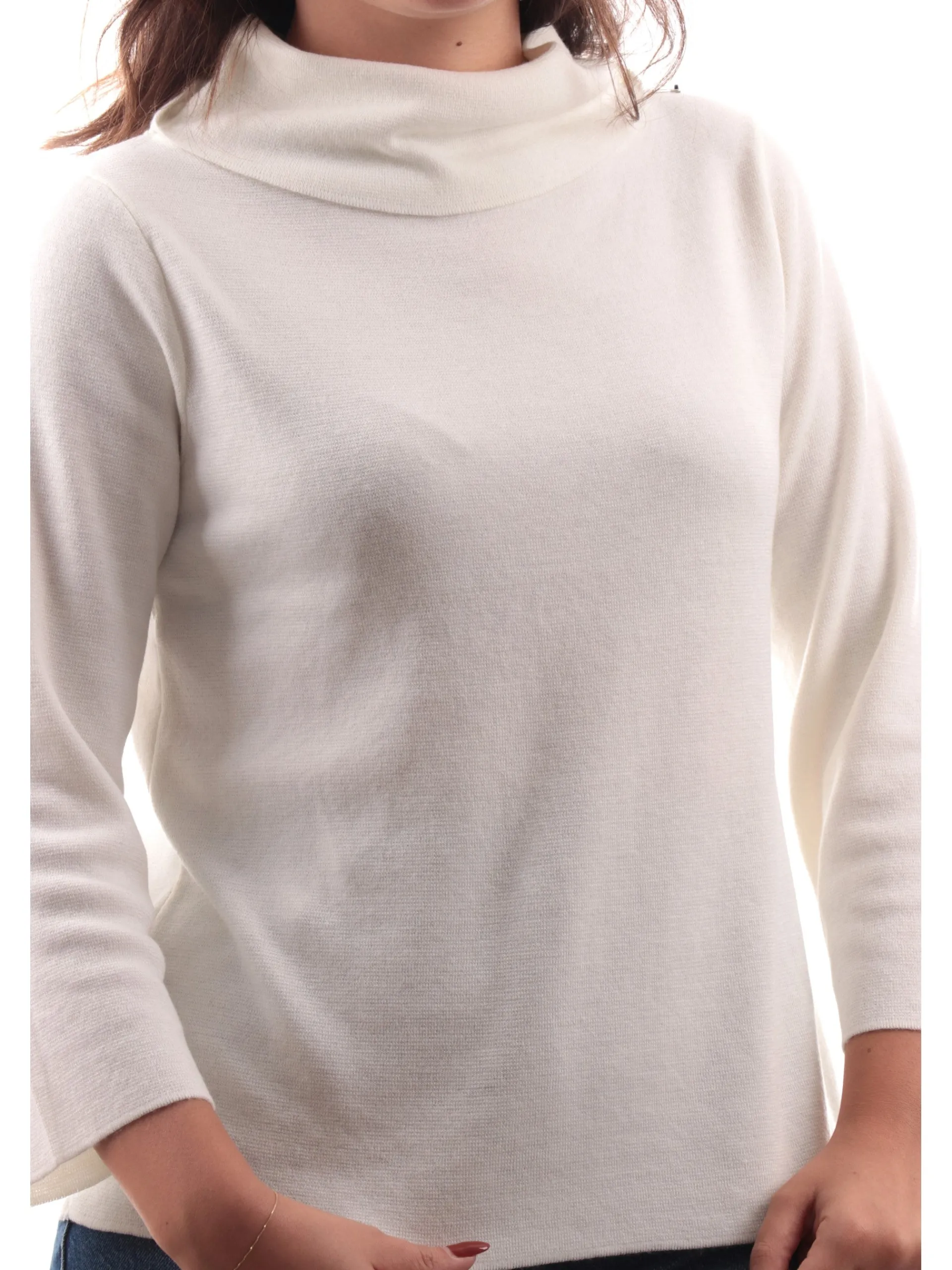 ANIS Maglie*Maglione collo cratere bianco da donna 245W1330