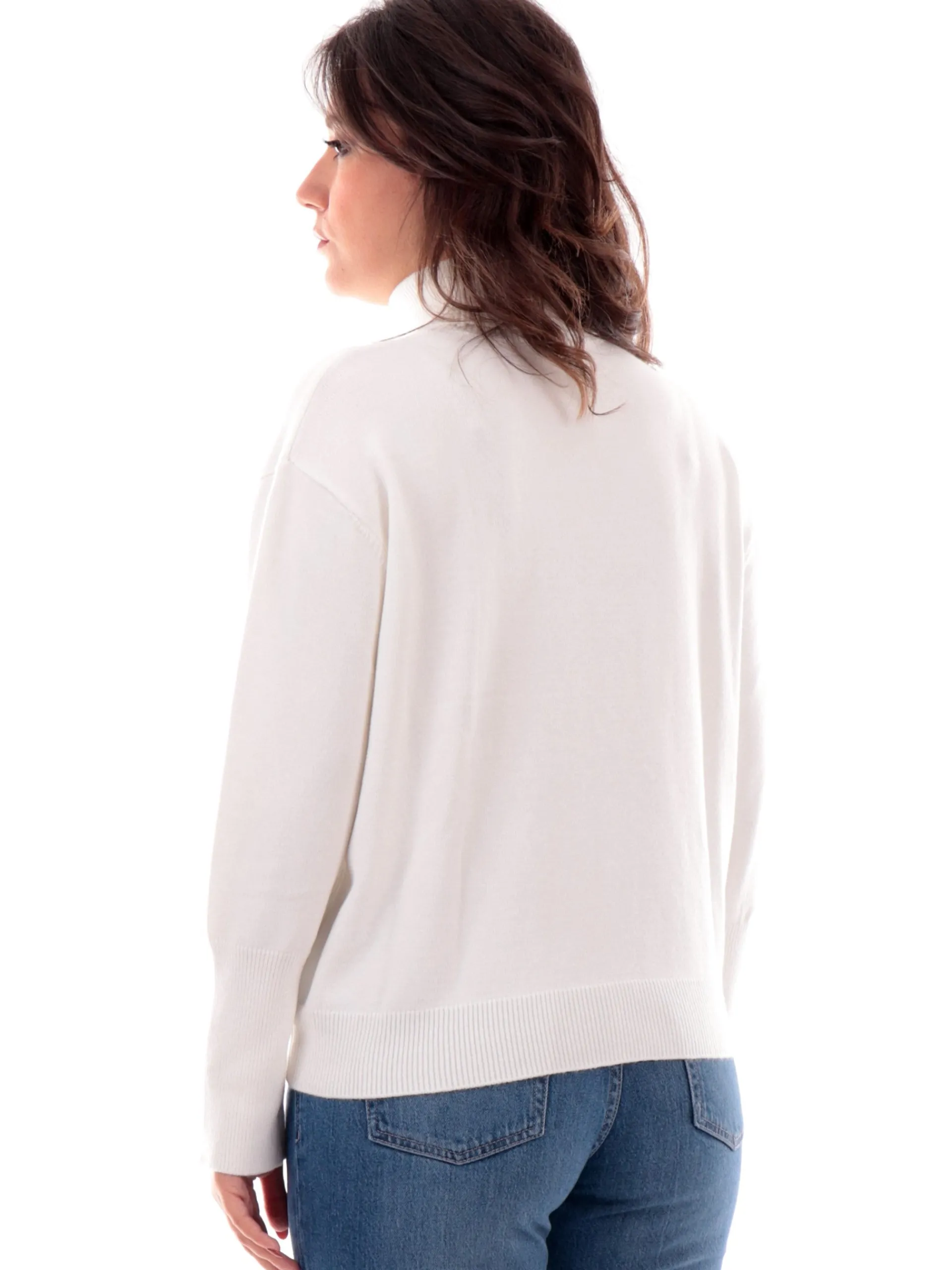 ANIS Maglie*Maglione dolcevita bianco da donna con borchie 245W6295