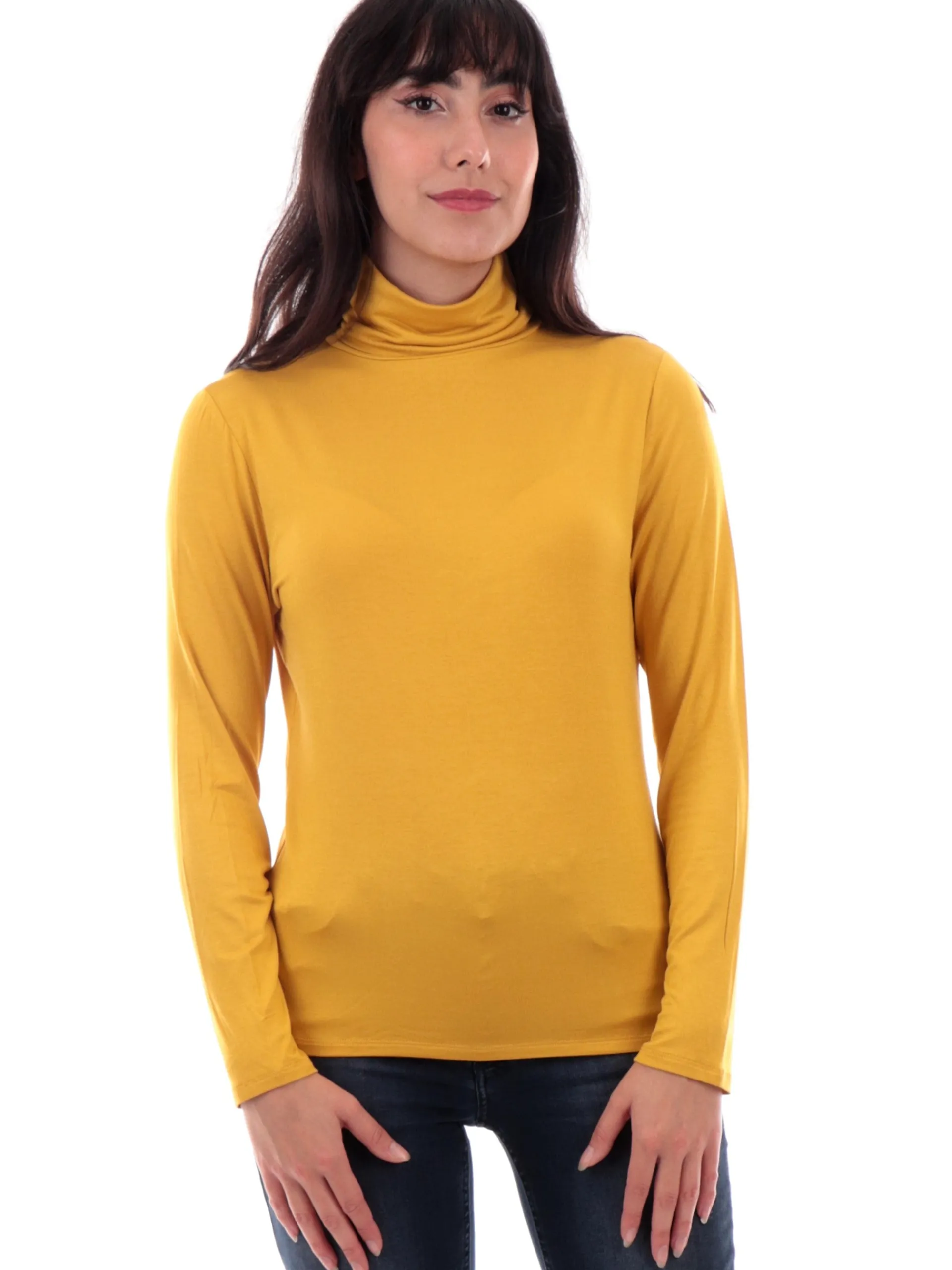 ANIS Maglie*Maglione dolcevita giallo da donna maniche lunghe 245W1186