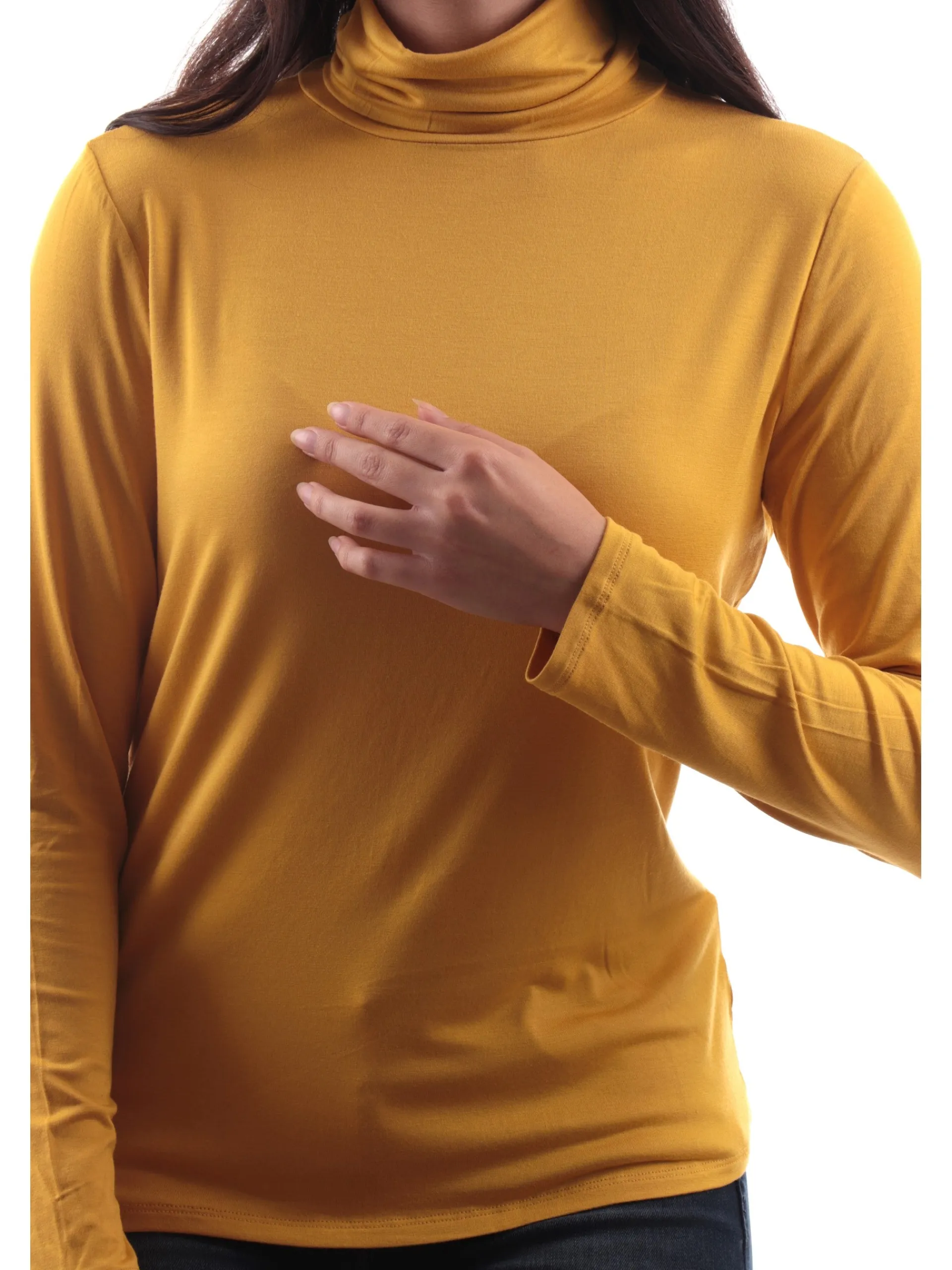 ANIS Maglie*Maglione dolcevita giallo da donna maniche lunghe 245W1186