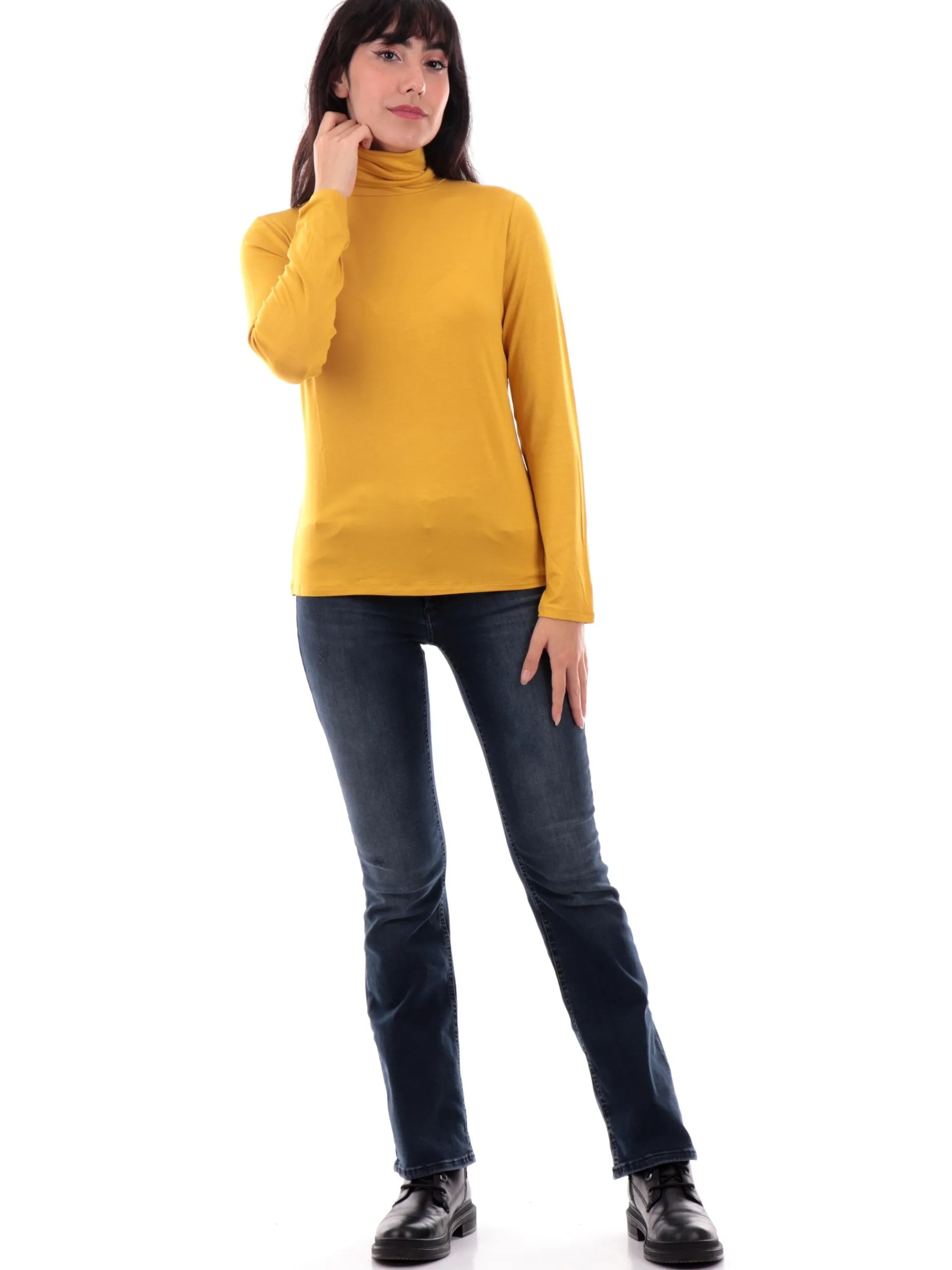 ANIS Maglie*Maglione dolcevita giallo da donna maniche lunghe 245W1186