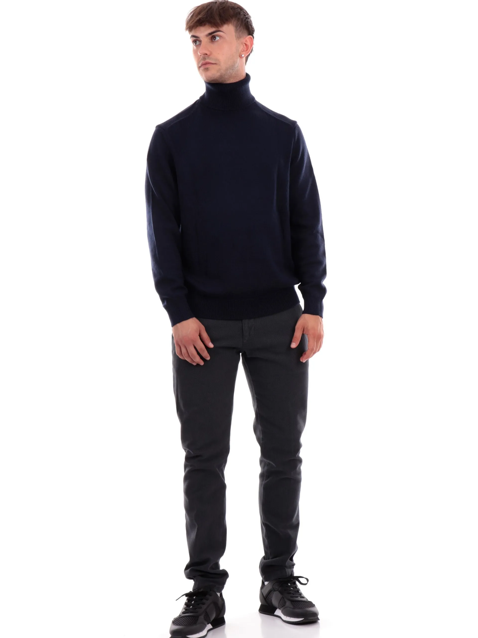 ARMANI EXCHANGE Maglie*Maglione dolcevita AX blu da uomo 6DZM1HZM1LZ
