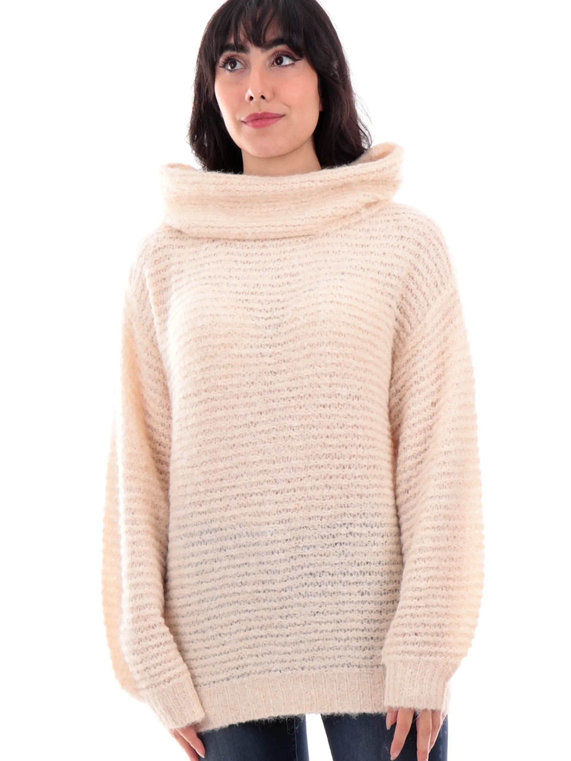 MOLLYBRACKEN Maglie*Maglione dolcevita Molly Bracken bianco da donna tessuto a nodi LA1610ACN