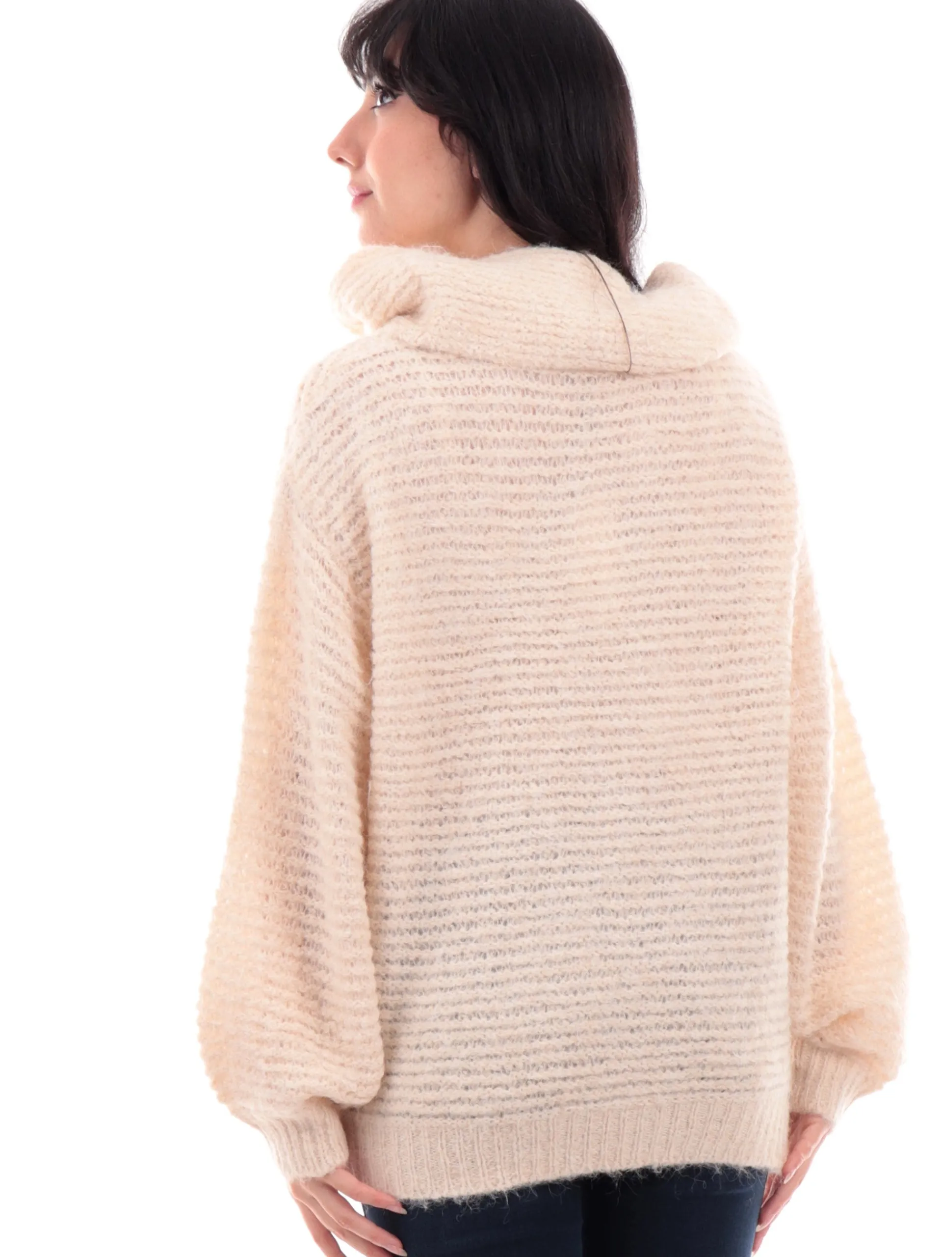 MOLLYBRACKEN Maglie*Maglione dolcevita Molly Bracken bianco da donna tessuto a nodi LA1610ACN