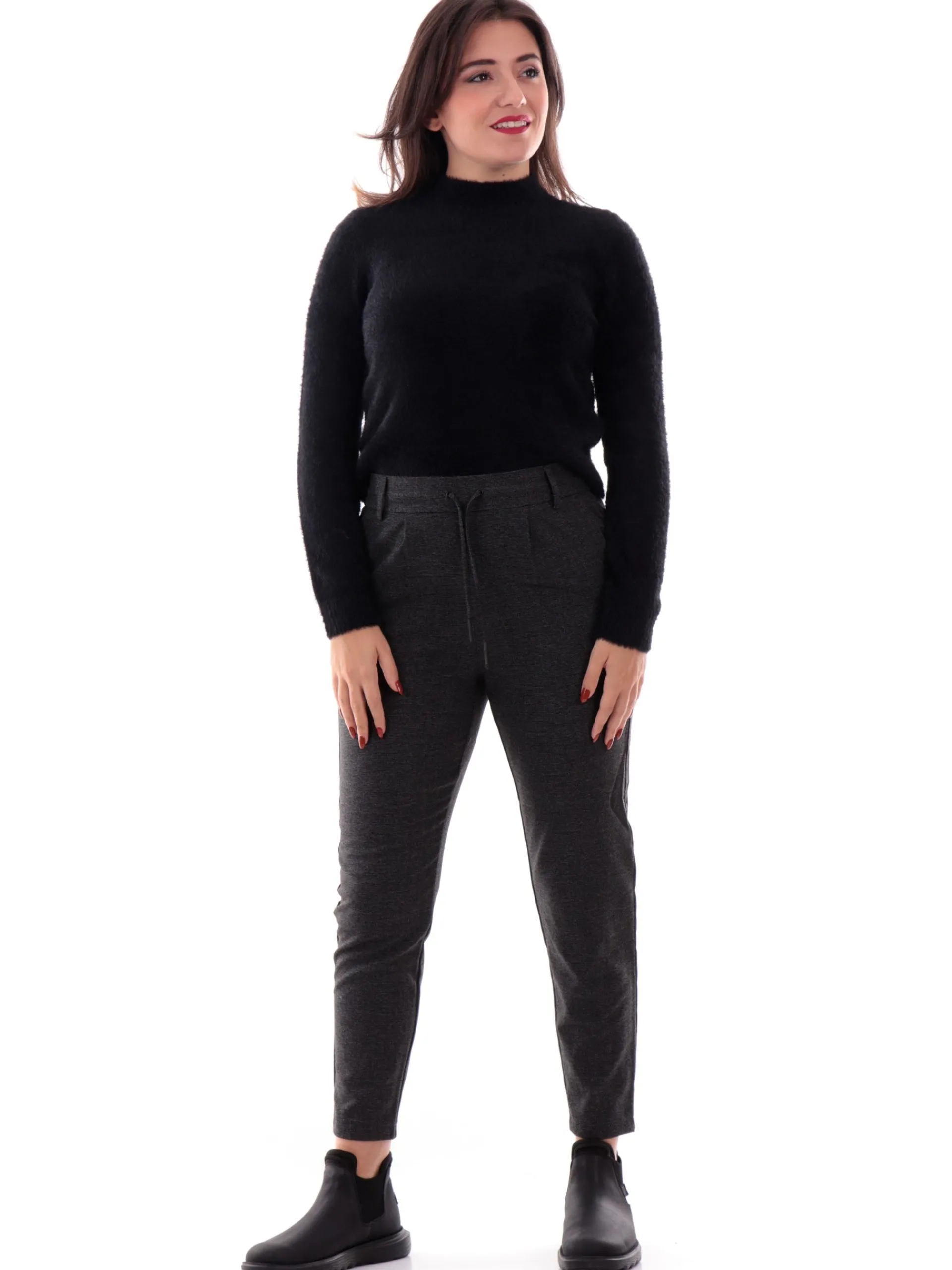ONLY Maglie*Maglione dolcevita nero da donna pelliccia eco 15324205