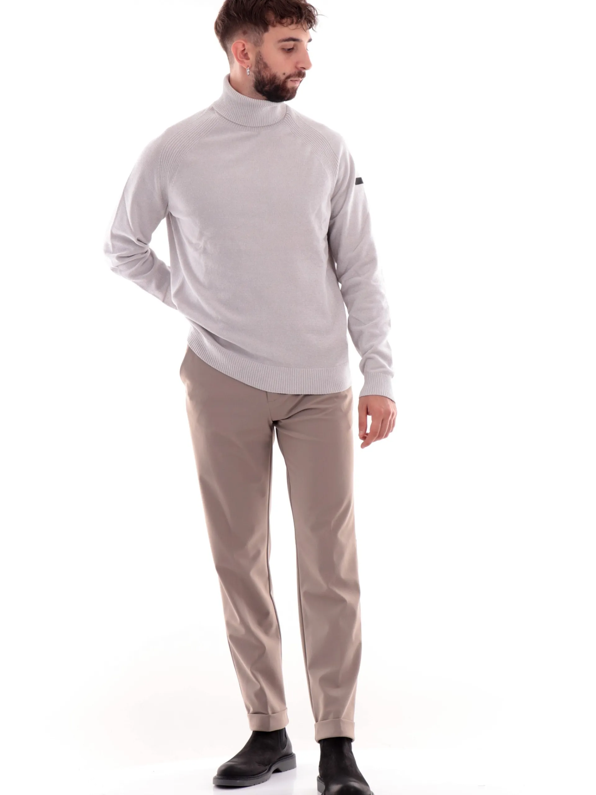 RRD Maglie*Maglione dolcevita grigio da uomo in velluto W24133