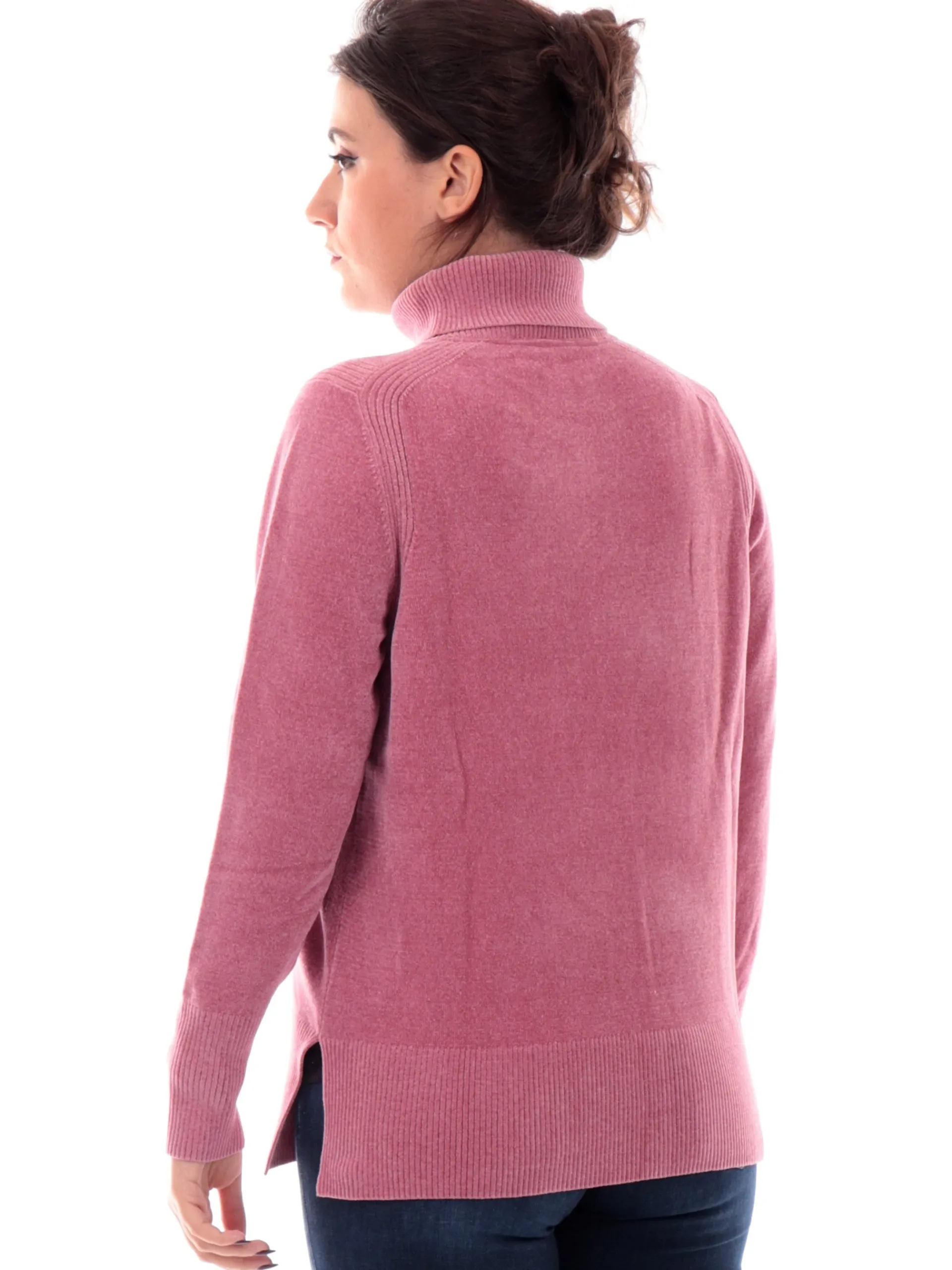 RRD Maglie*Maglione dolcevita velluto rosa da donna Velvet Vent Turtleneck Wom W24631