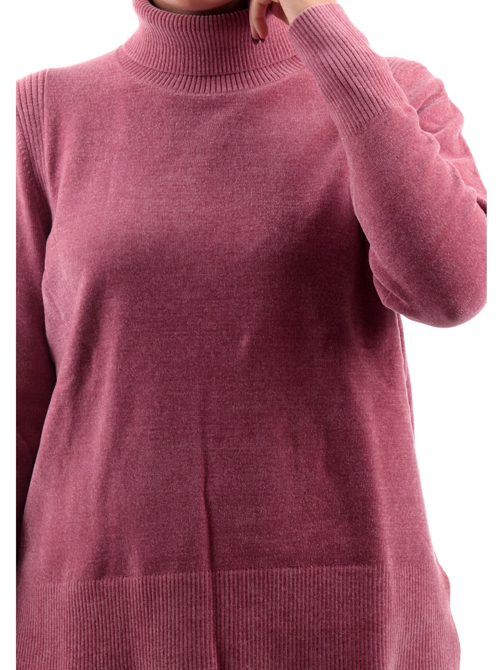 RRD Maglie*Maglione dolcevita velluto rosa da donna Velvet Vent Turtleneck Wom W24631