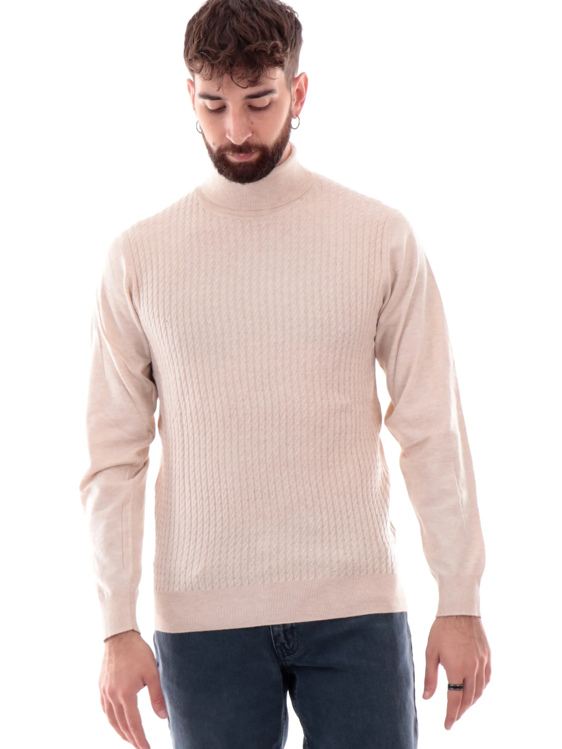 YES ZEE Maglie*Maglione dolcevita beige da uomo M813ZS000