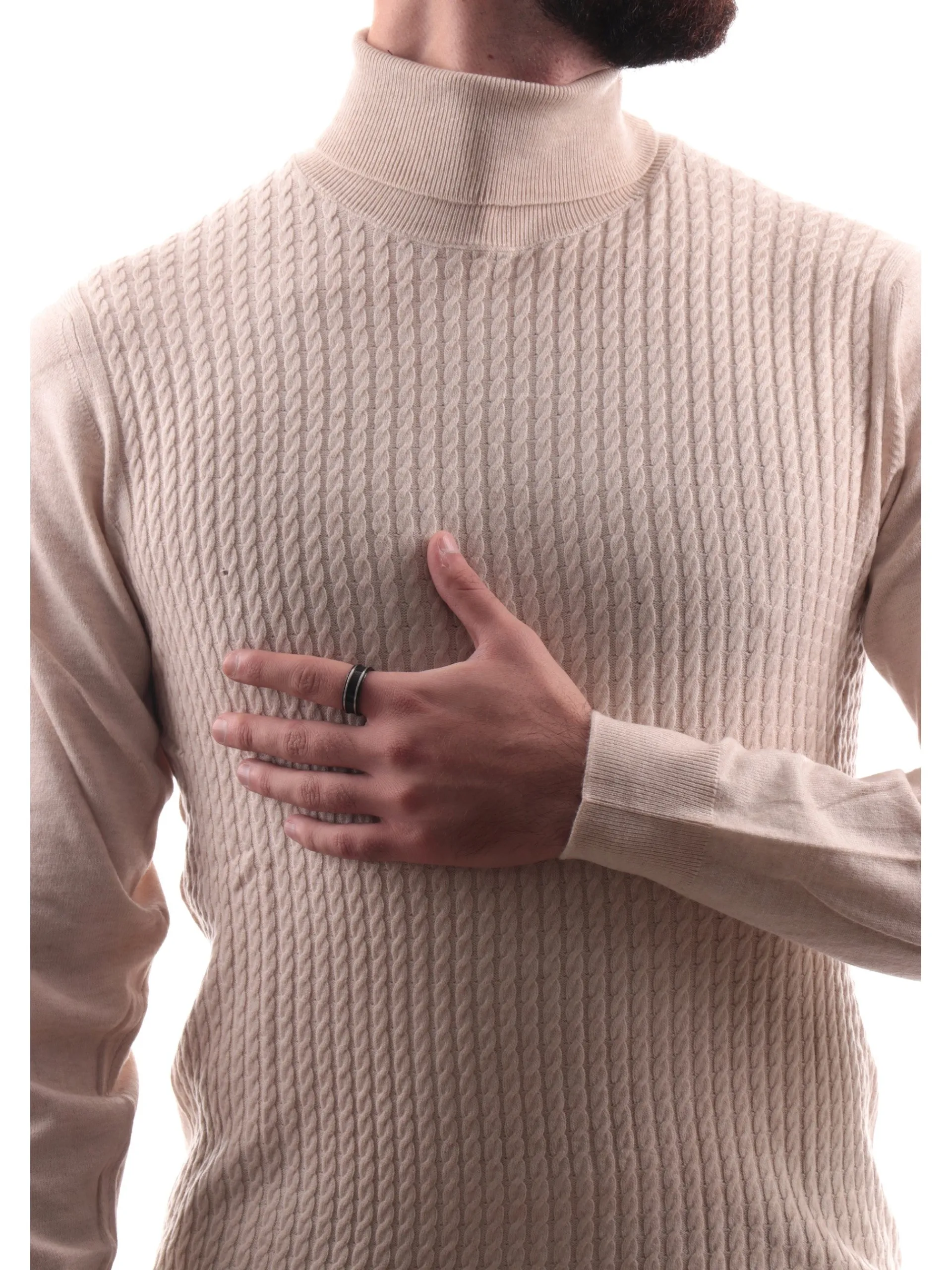 YES ZEE Maglie*Maglione dolcevita beige da uomo M813ZS000
