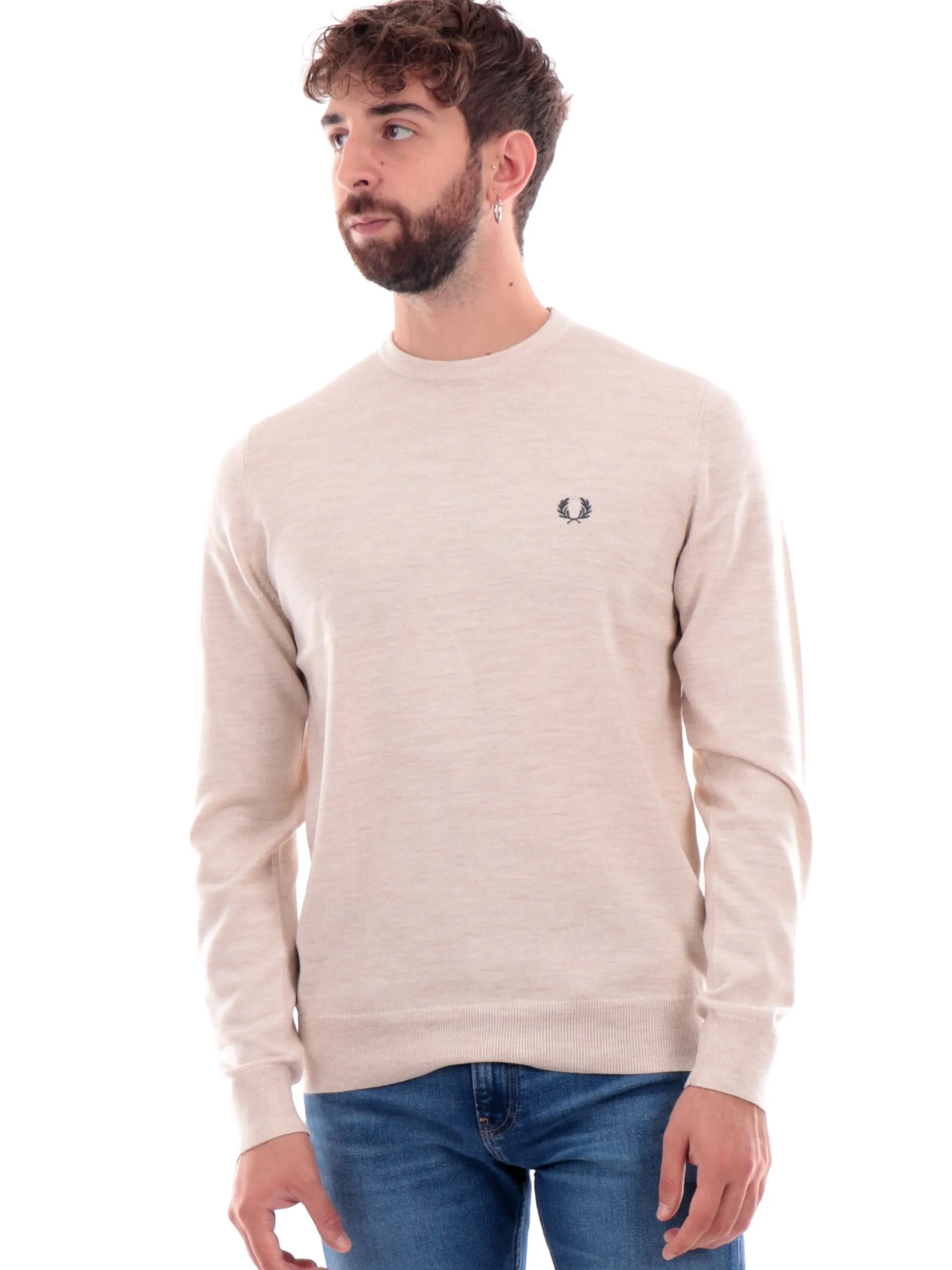 FRED PERRY Maglie*Maglione beige da uomo Classic Crew Neck Jumper K9601