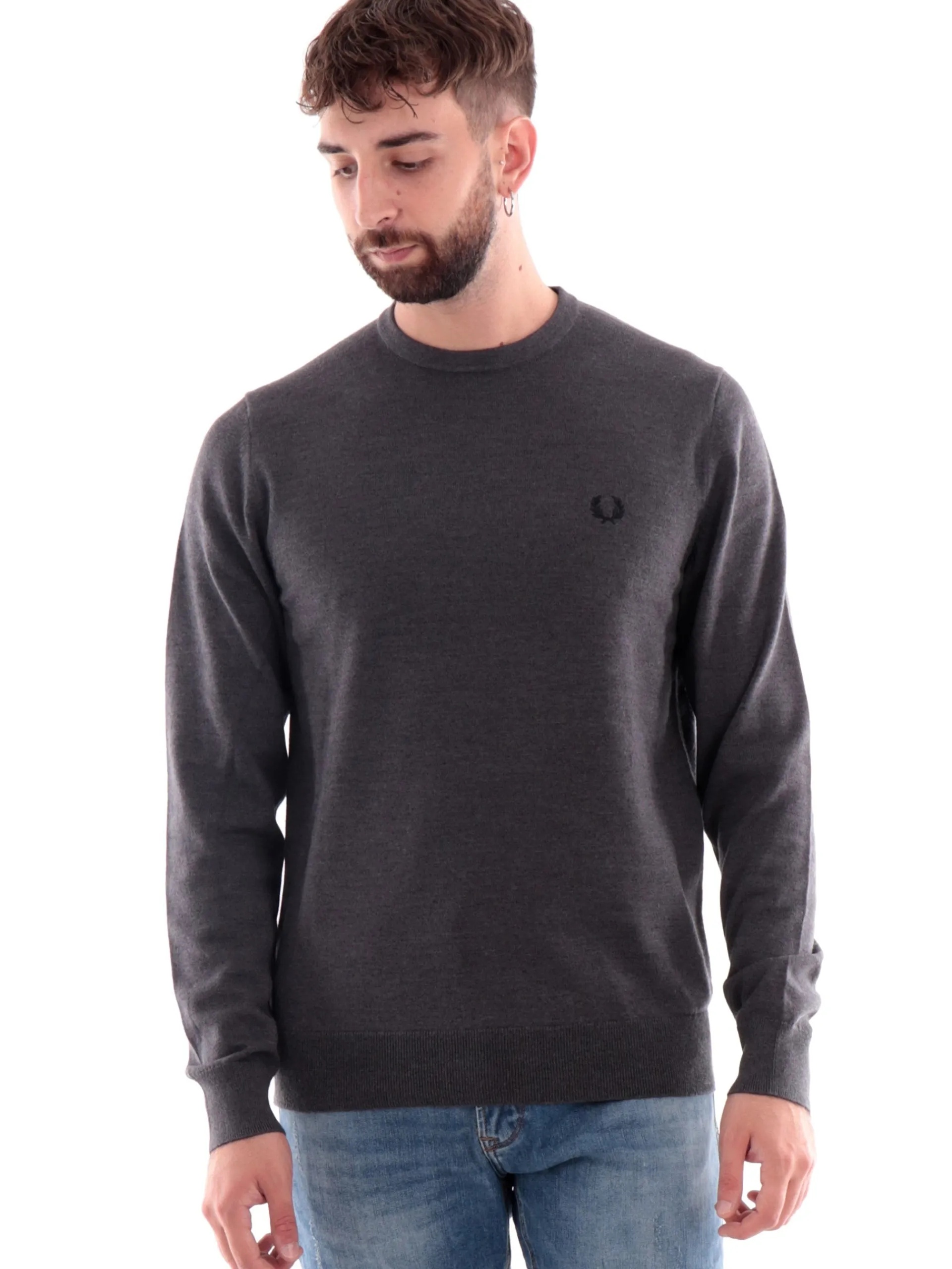 FRED PERRY Maglie*Maglione grigio da uomo Classic Crew Neck Jumper K9601