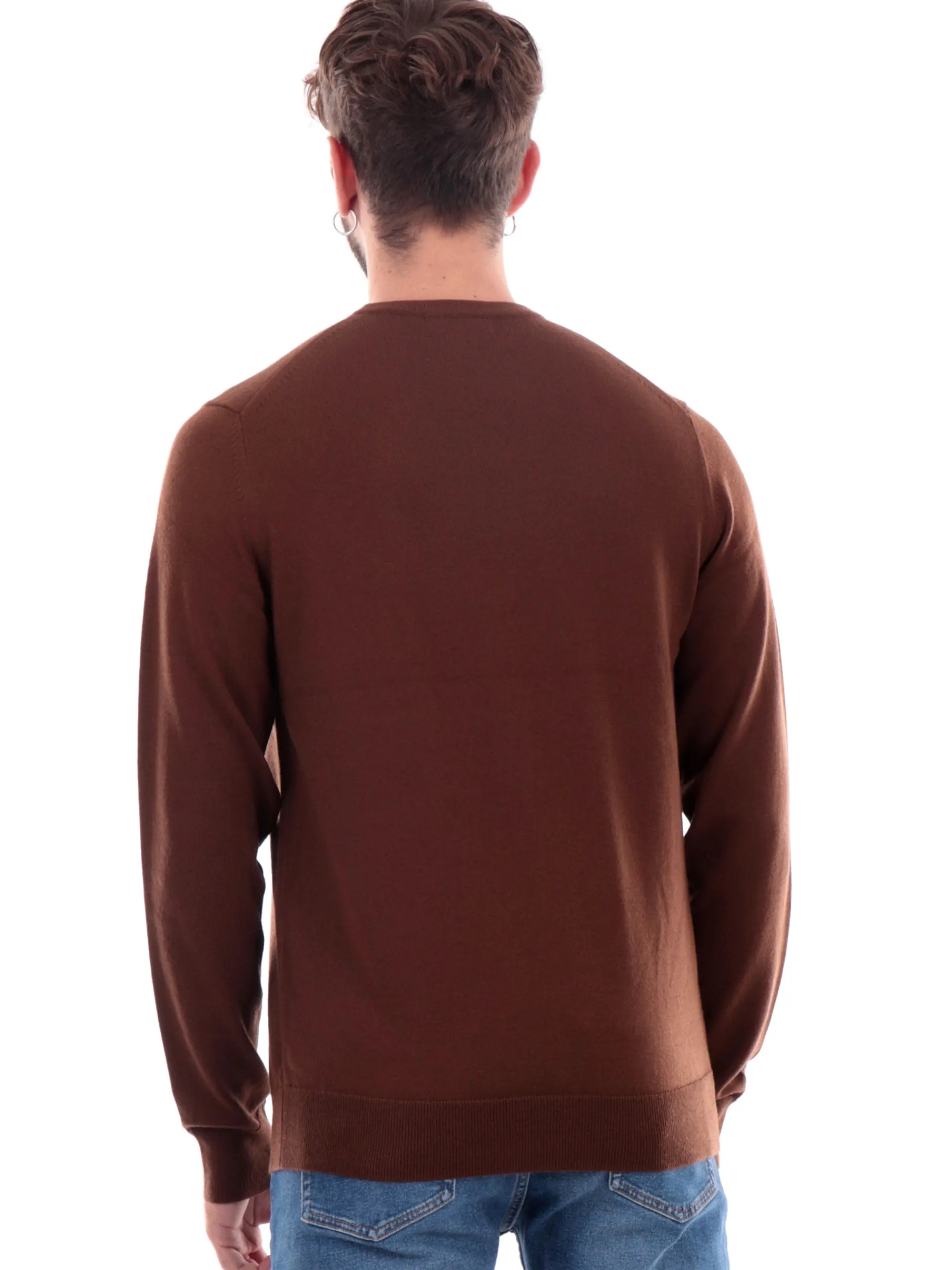 FRED PERRY Maglie*Maglione marrone da uomo Classic Crew Neck Jumper K9601