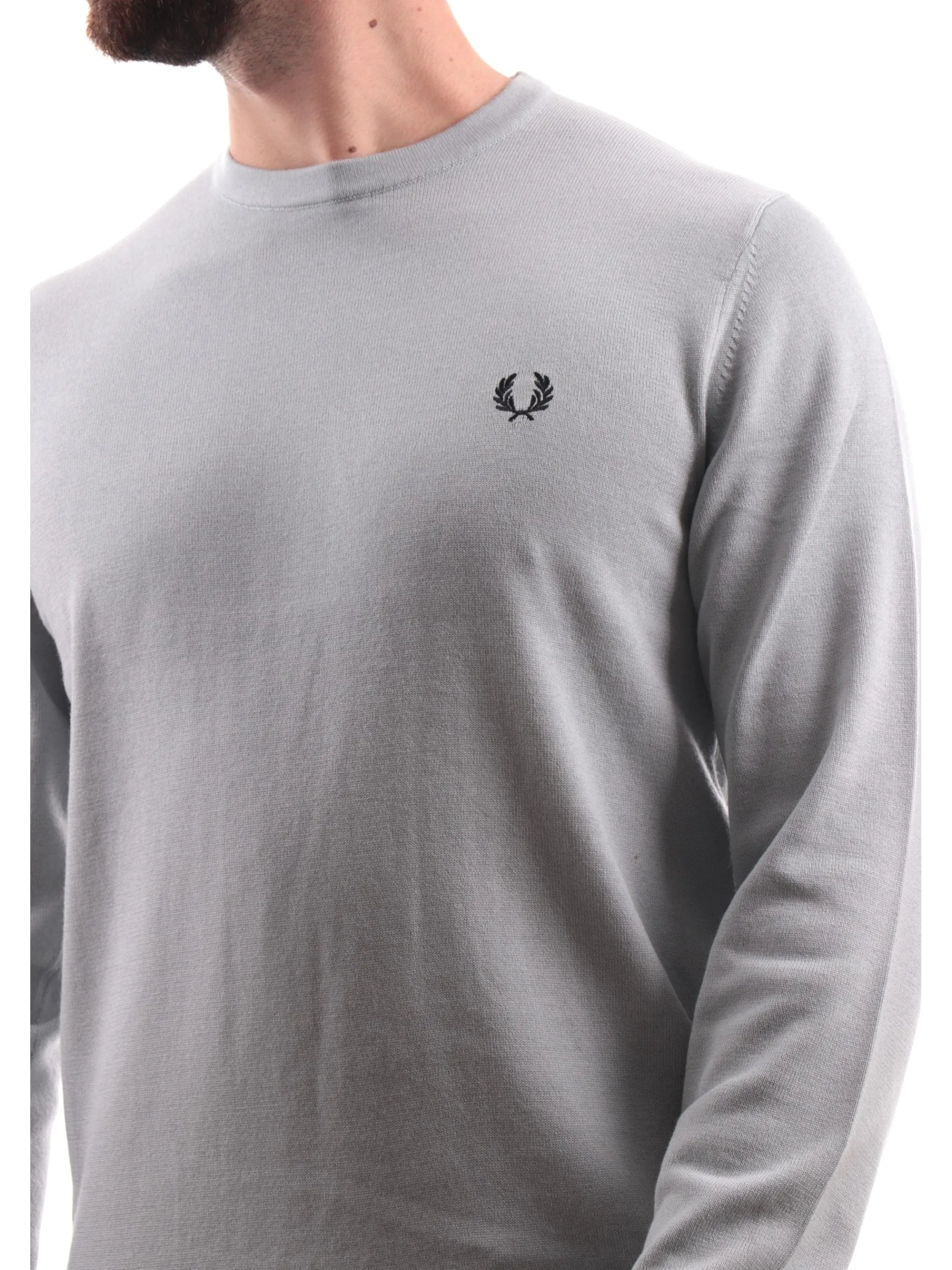 FRED PERRY Maglie*Maglione silver blue da uomo Classic Crew Neck Jumper K9601
