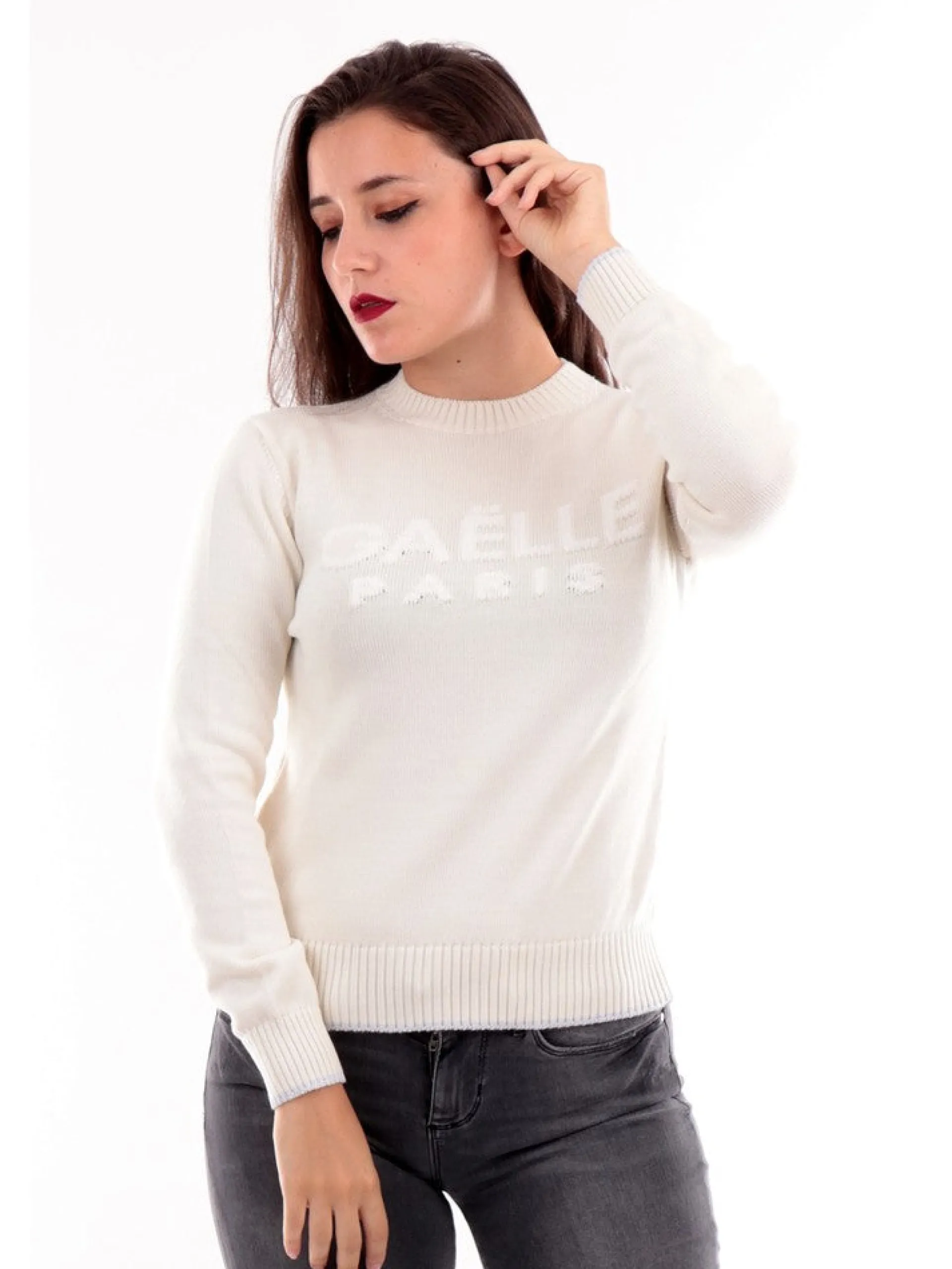 GAELLE Maglie*Maglione Bianco da Donna GBDP14349