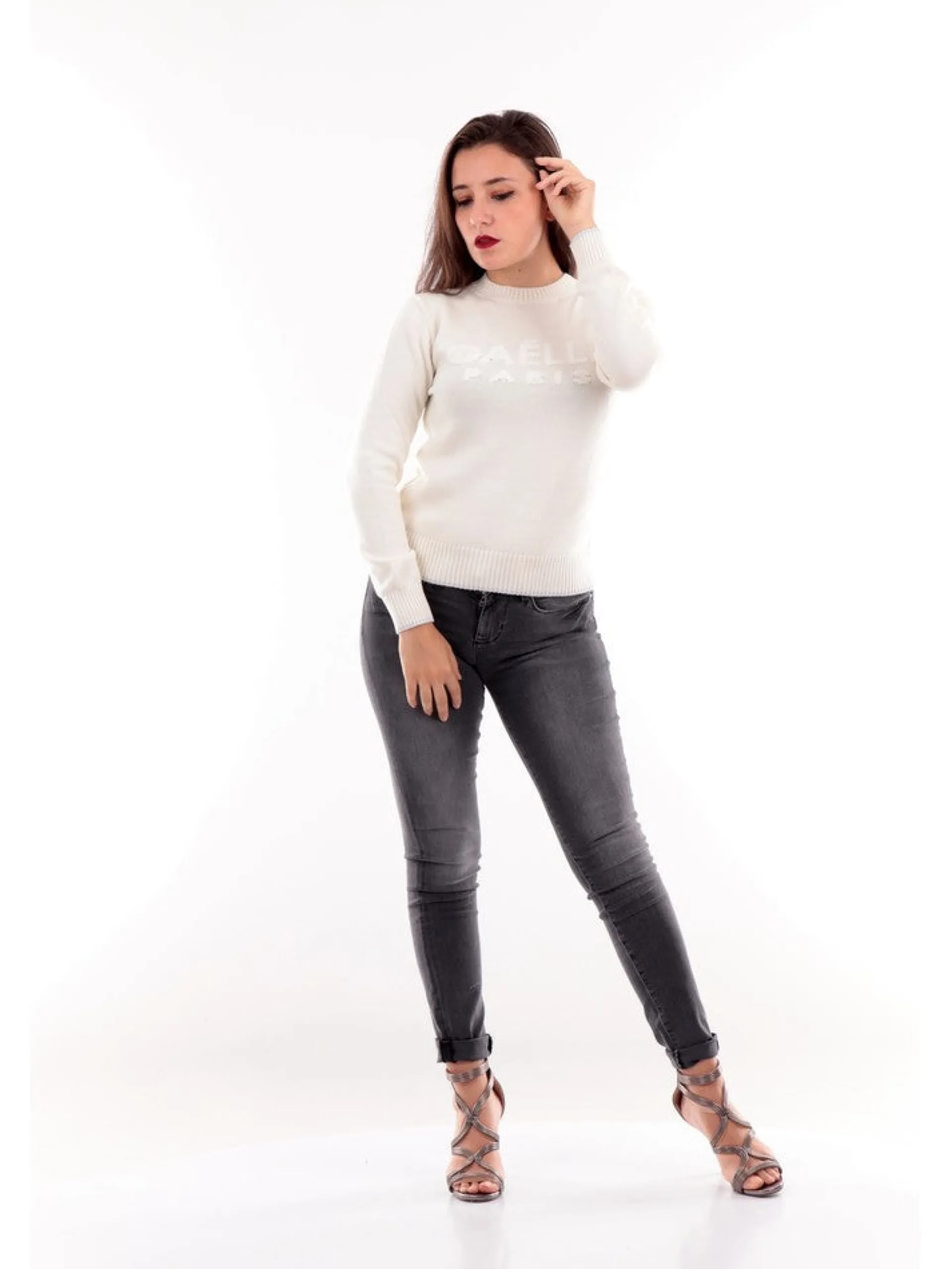 GAELLE Maglie*Maglione Bianco da Donna GBDP14349