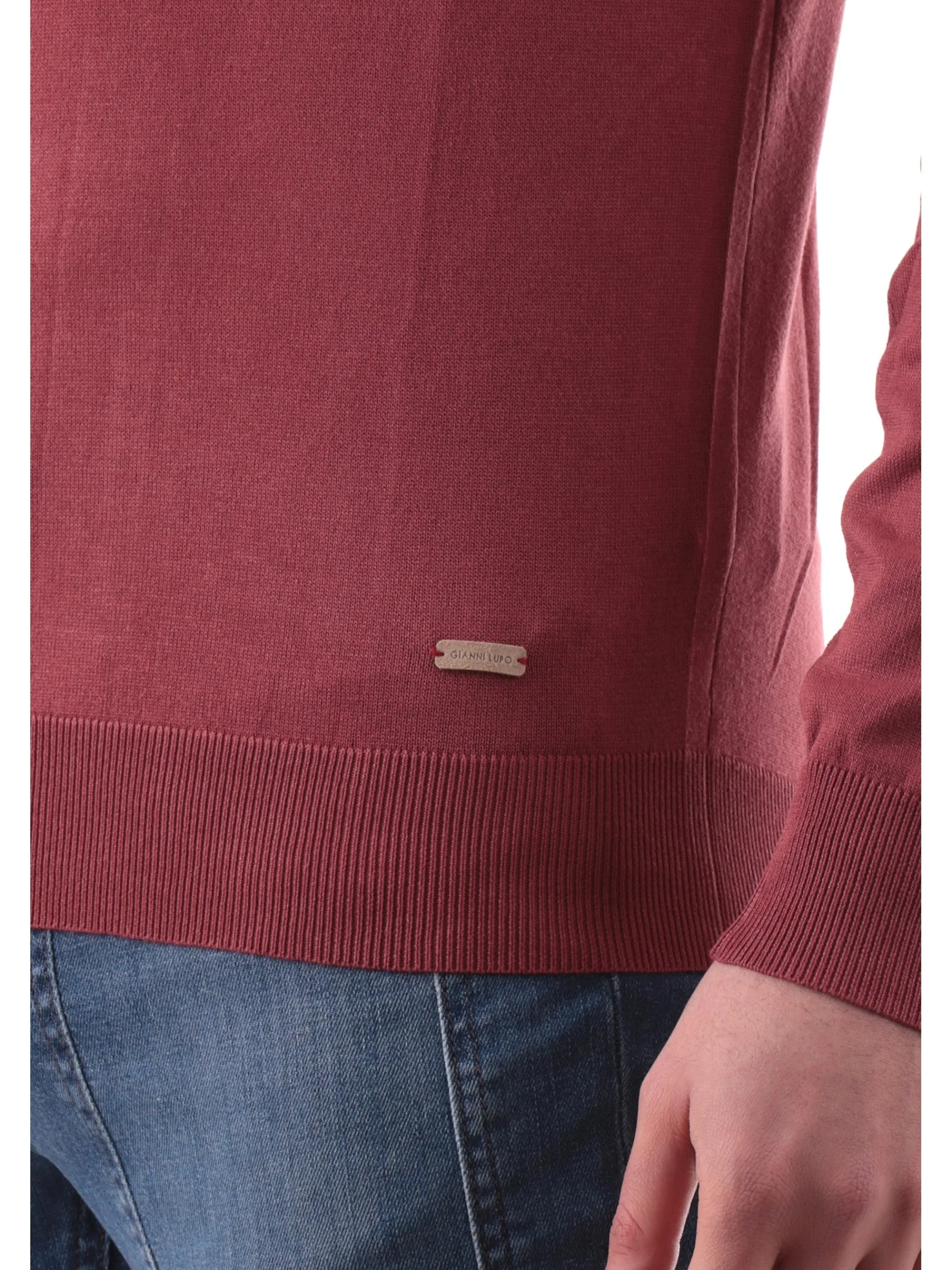 GIANNI LUPO Maglie*Maglione girocollo rosso da uomo in viscosa GL512SS25
