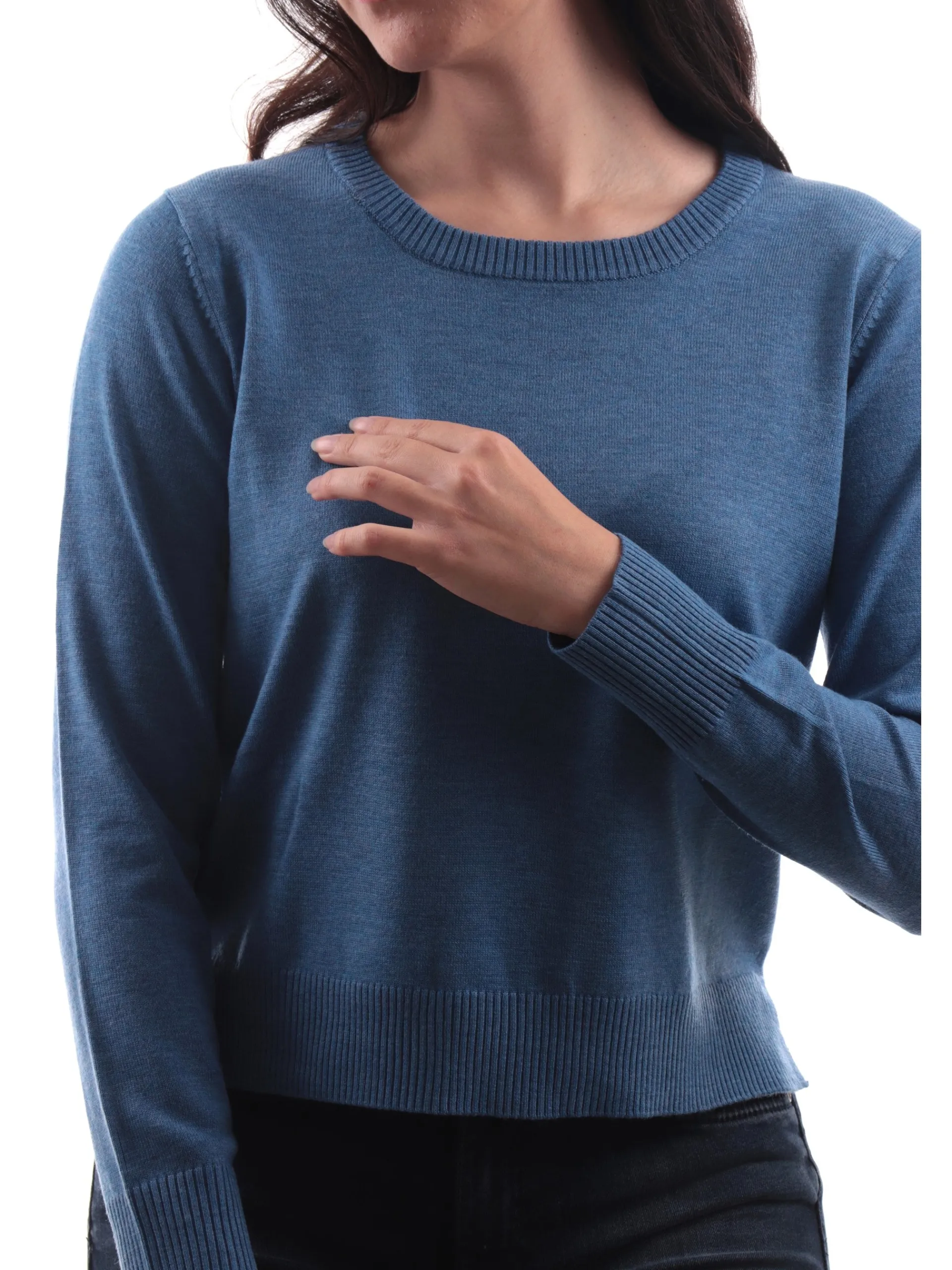 ANIS Maglie*Maglione girocollo blu da donna 245W1220